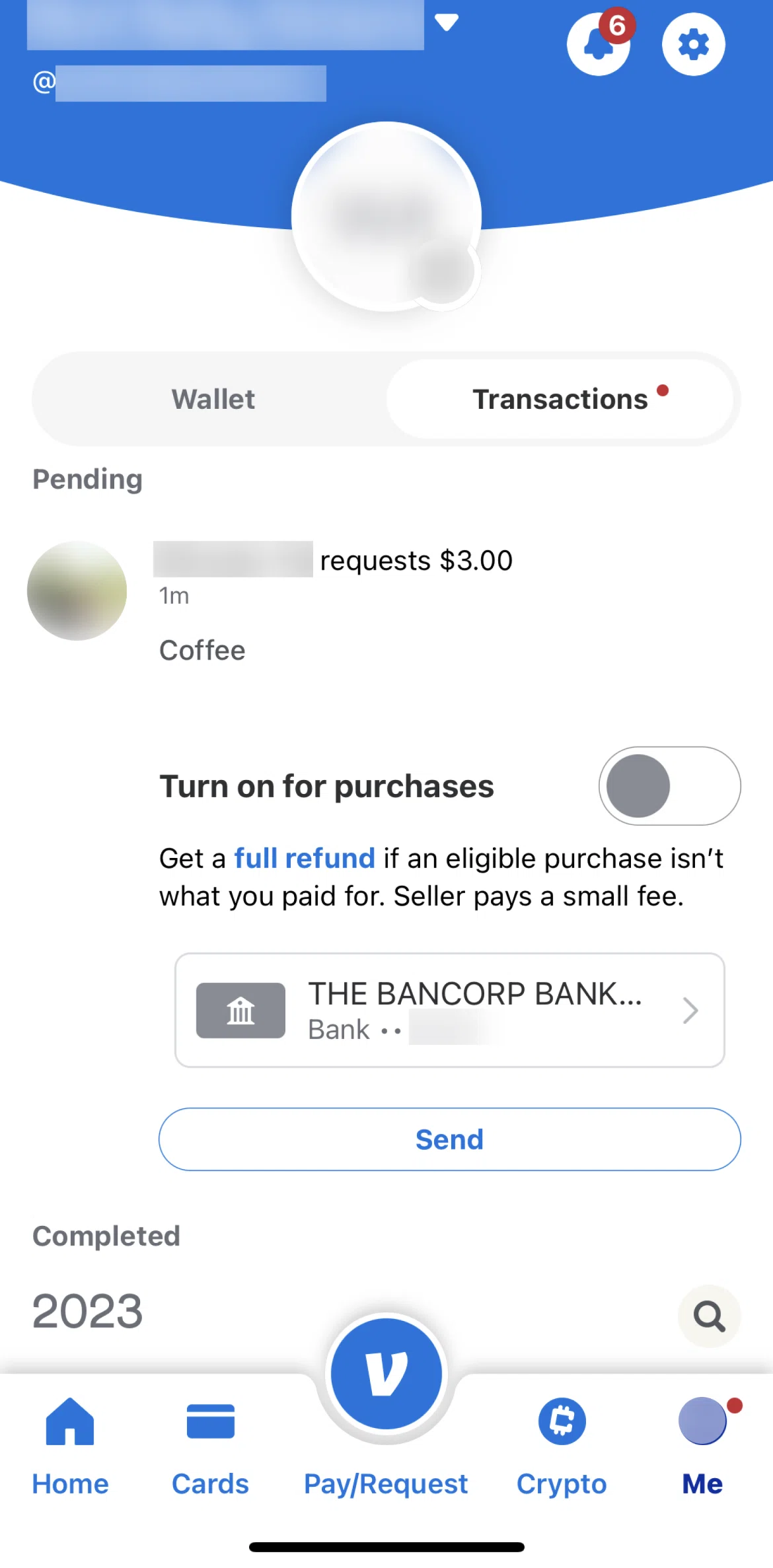 Venmo Screen screen in the Settings flow