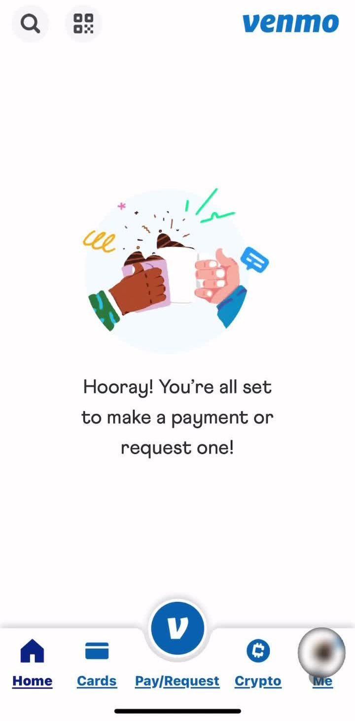 Venmo Home screen in the Unblocking Users flow