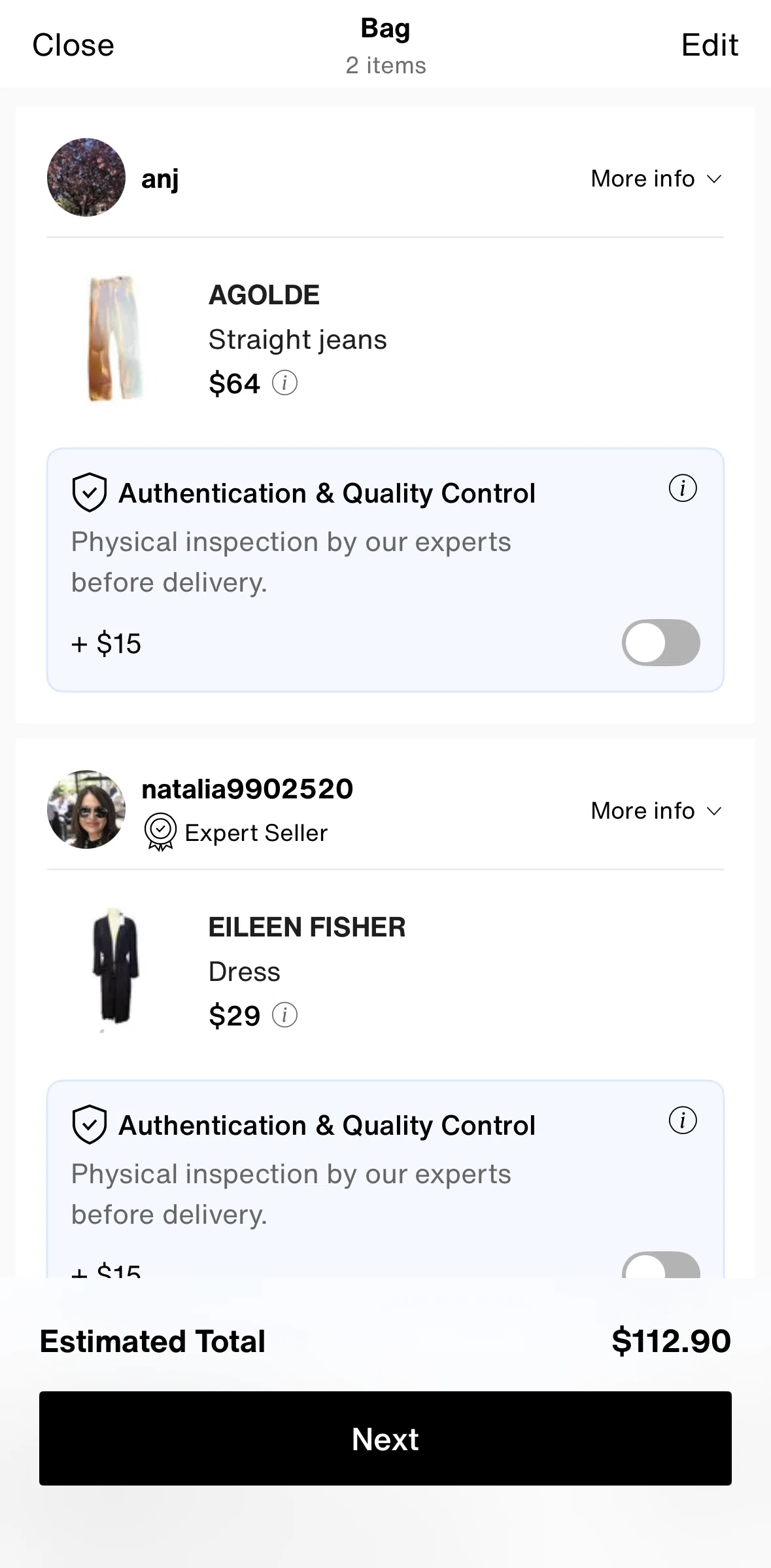 Vestiaire Collective Screen screen in the Deleting an item flow