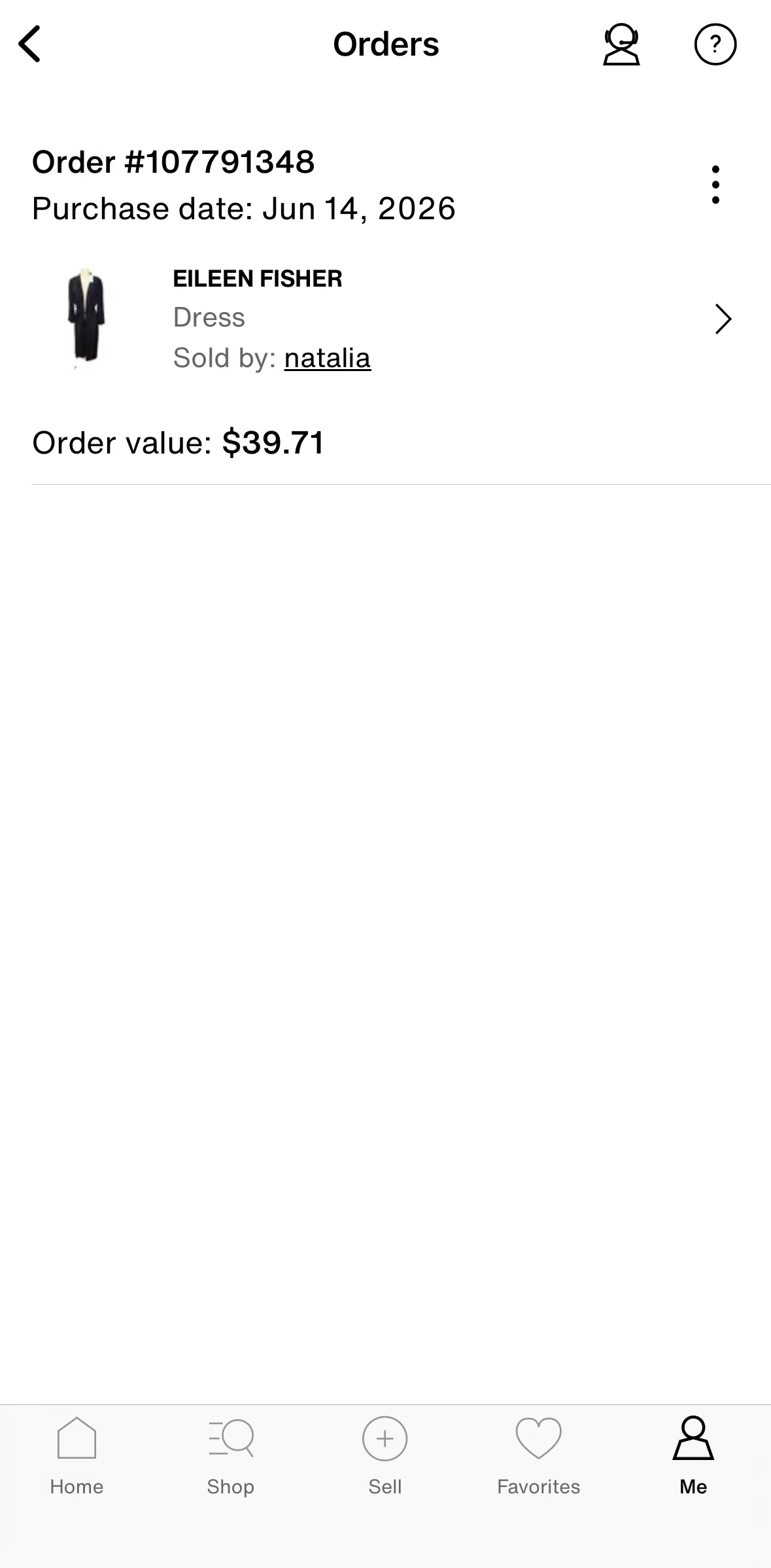 Vestiaire Collective Screen screen in the Downloading order summary flow
