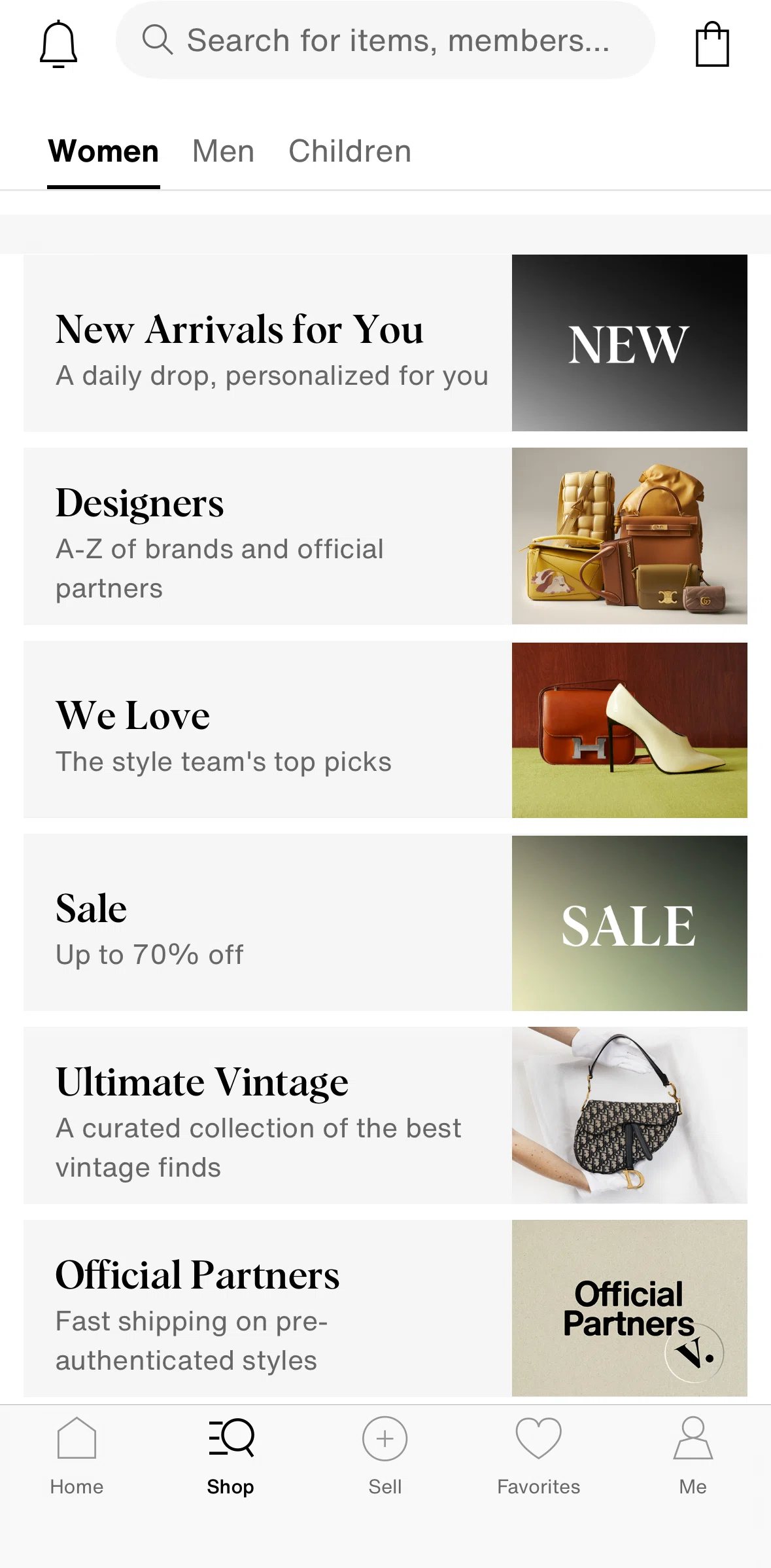 Vestiaire Collective Screen screen in the Official partners flow