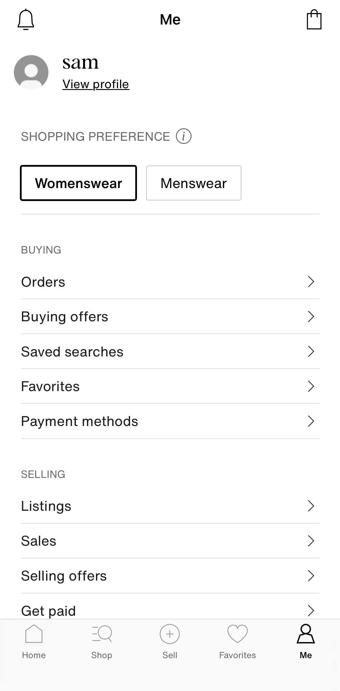 Vestiaire Collective Screen screen in the Orders flow