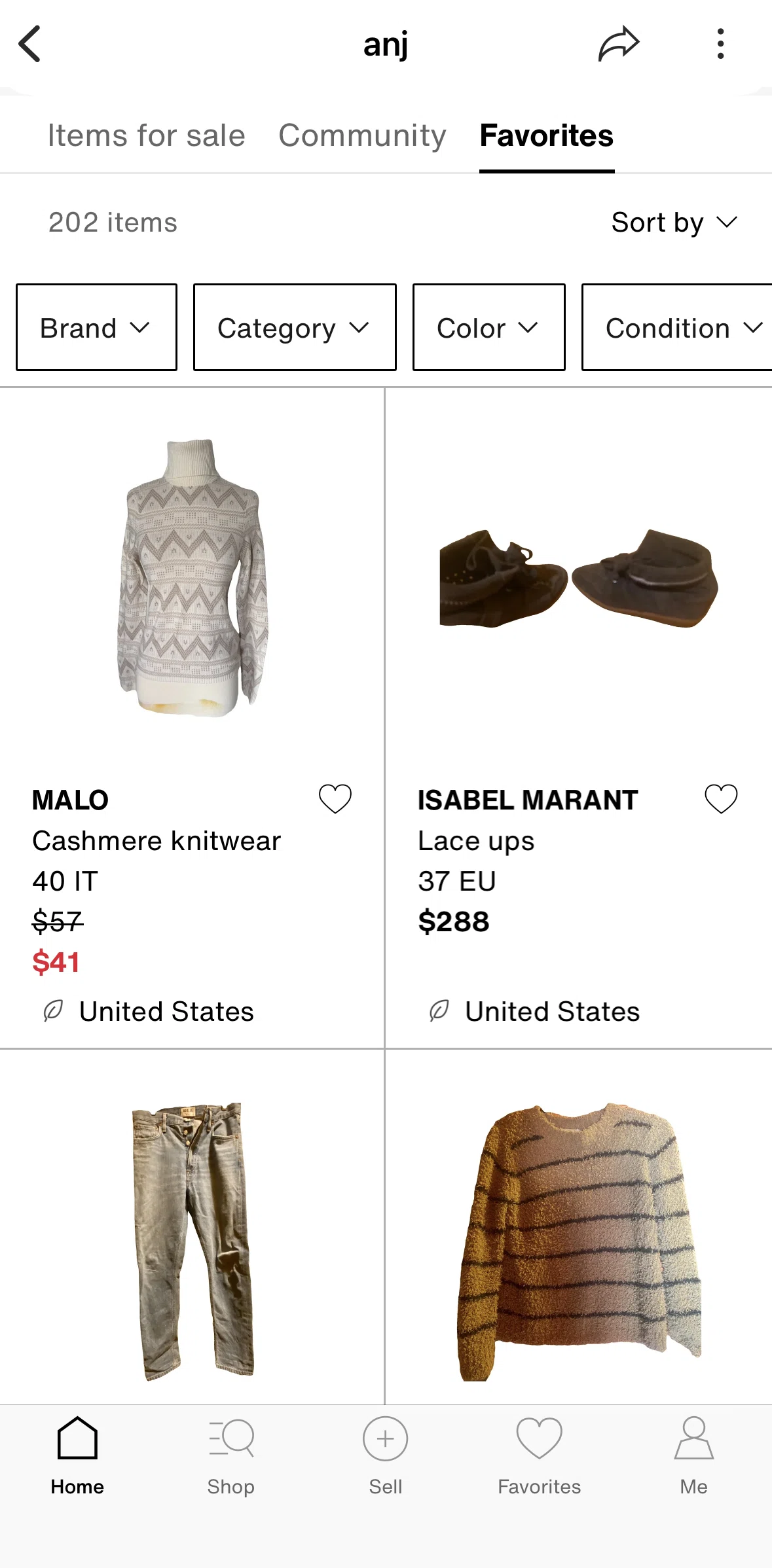 Vestiaire Collective Screen screen in the Sorting items flow