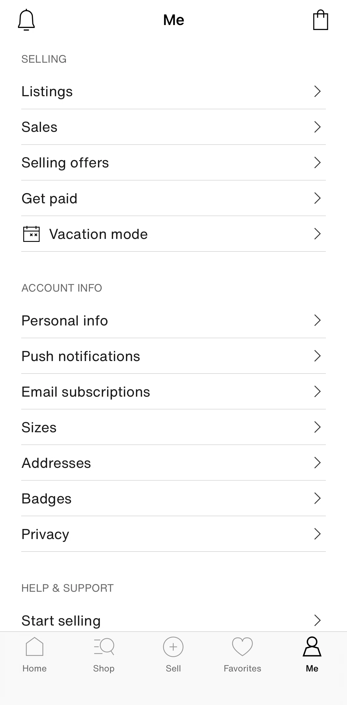 Vestiaire Collective Screen screen in the Turning on push notifications flow
