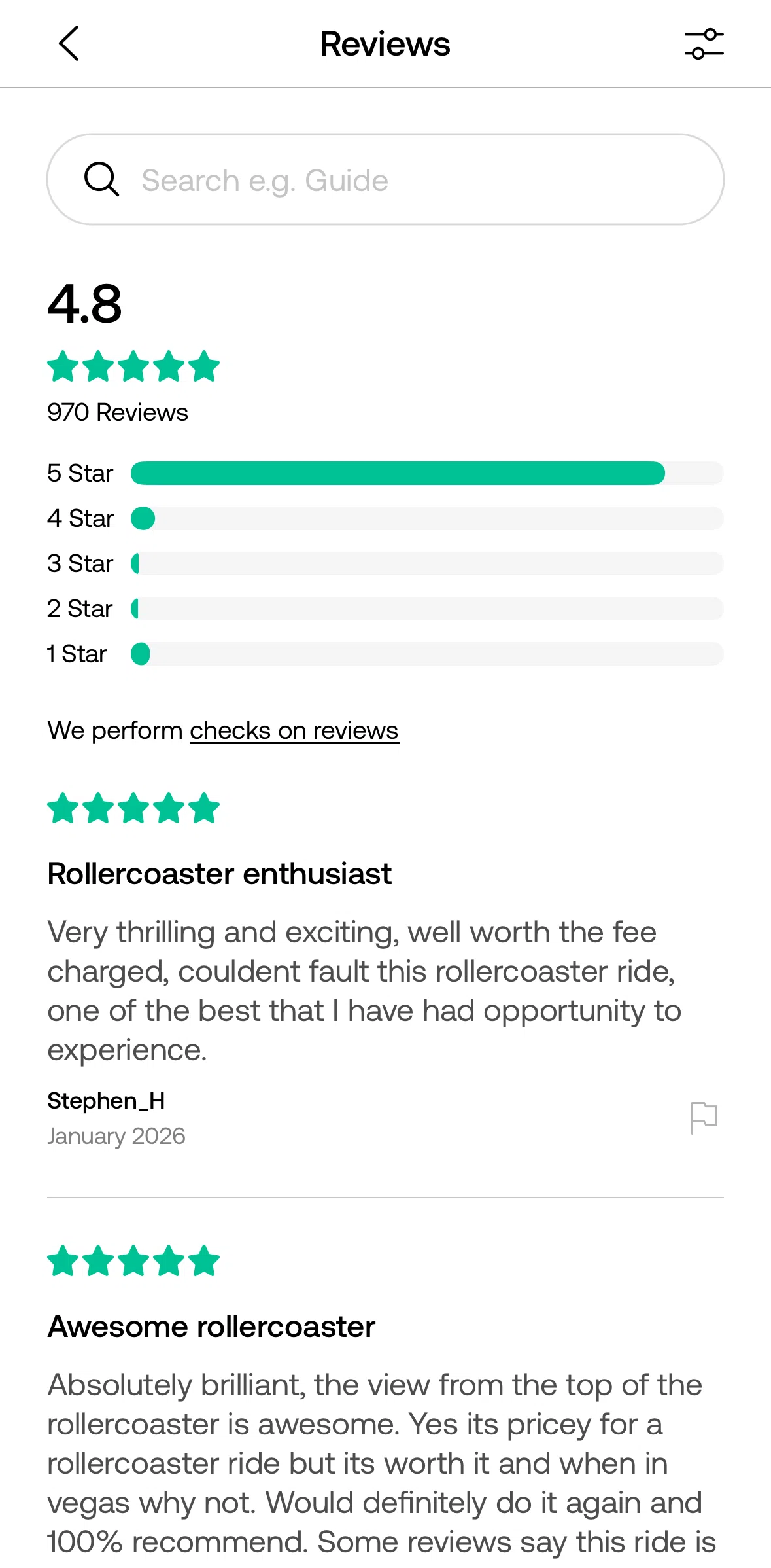 Viator Screen screen in the Reporting a review flow
