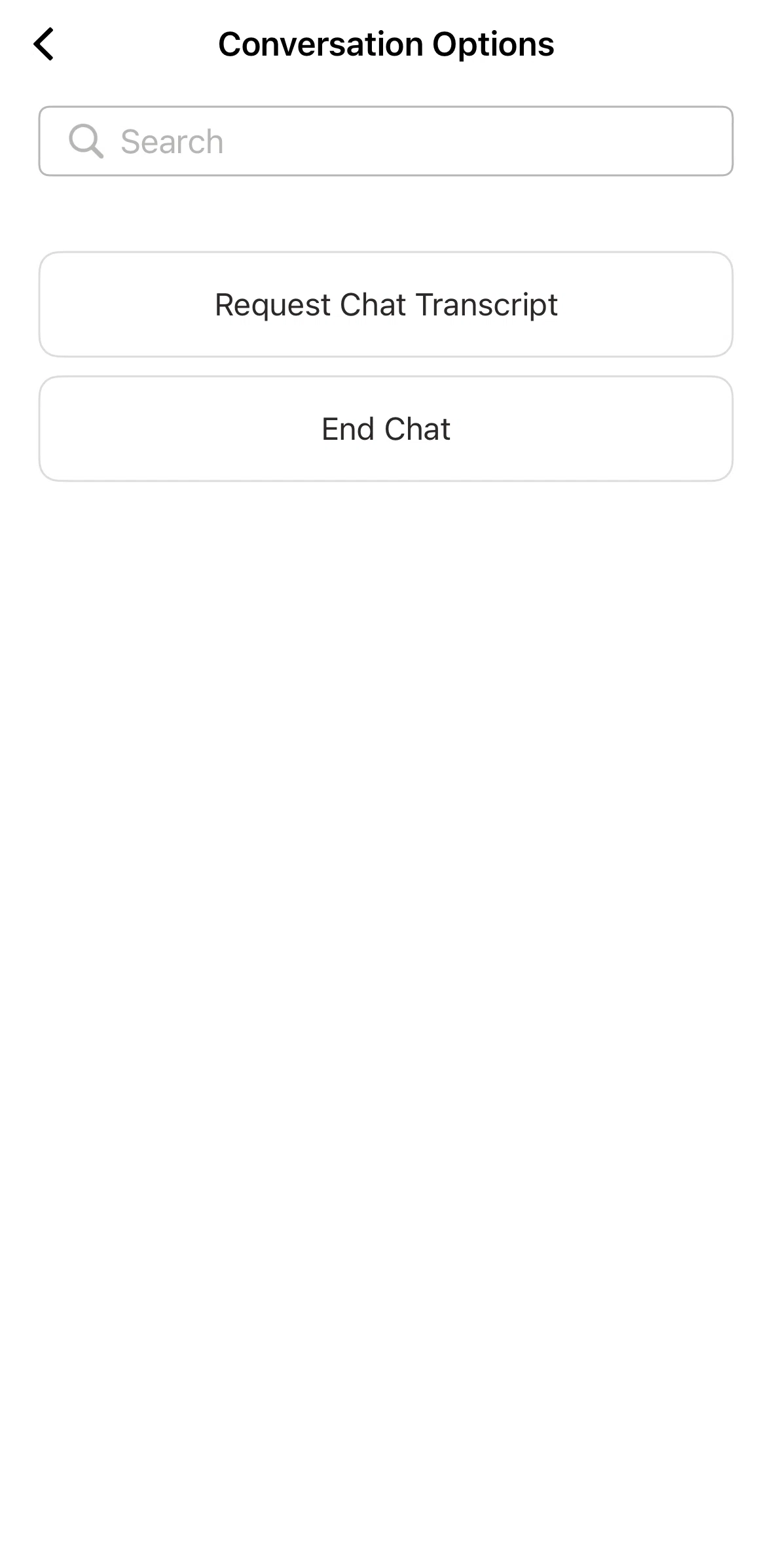 Viator Screen screen in the Requesting a chat transcript flow