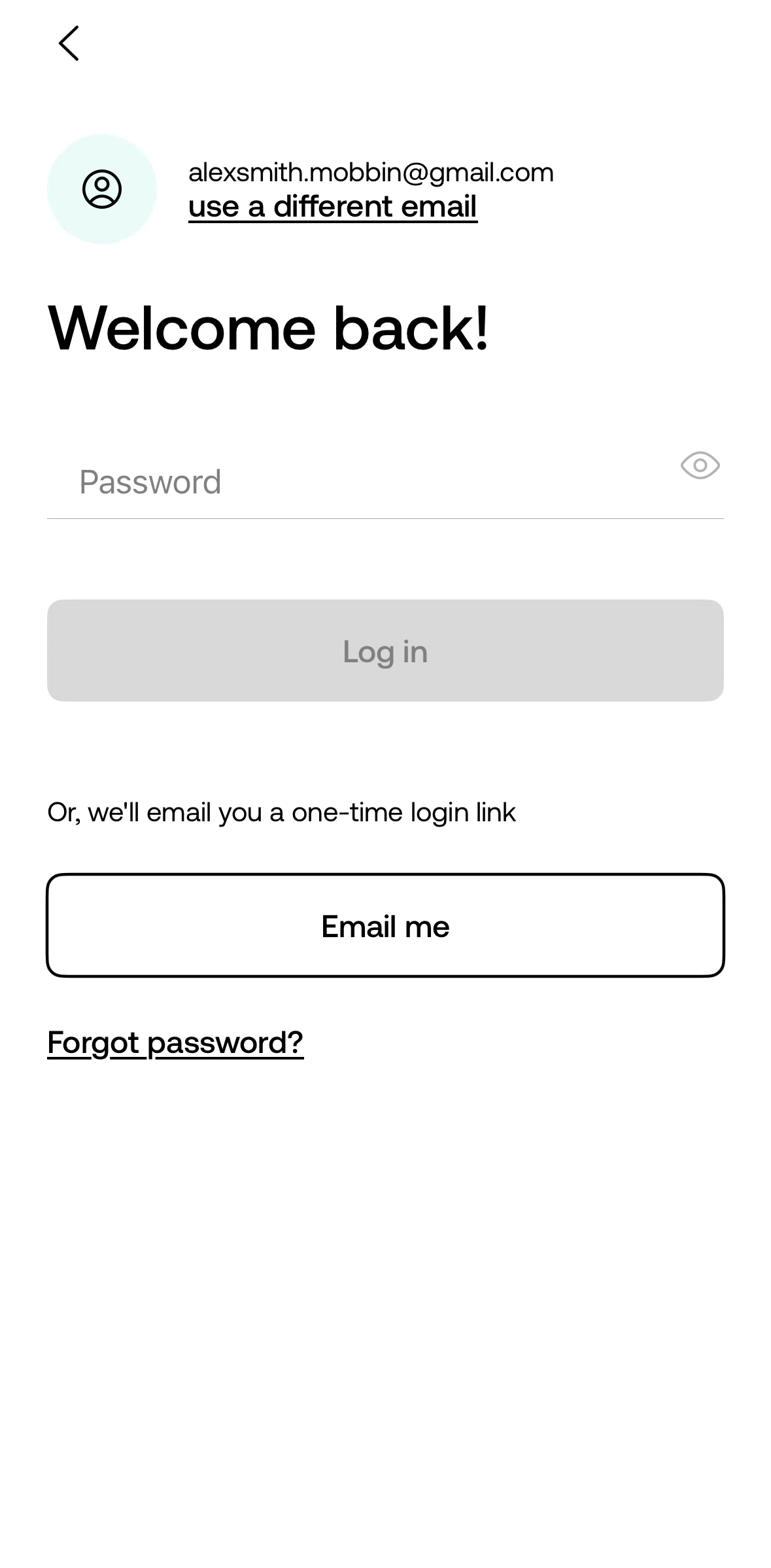 Viator Screen screen in the Resetting password flow