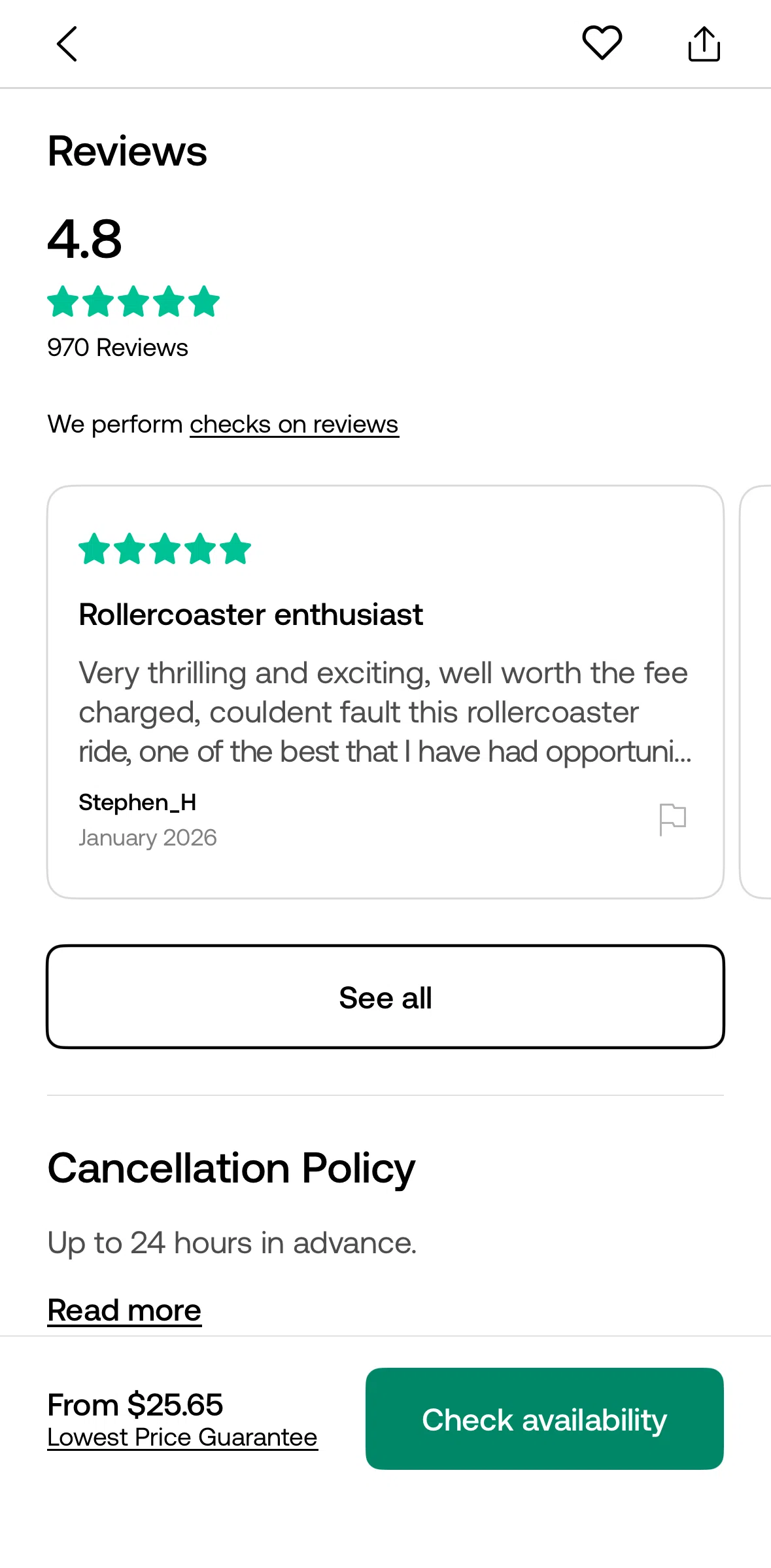 Viator Screen screen in the Reviews flow