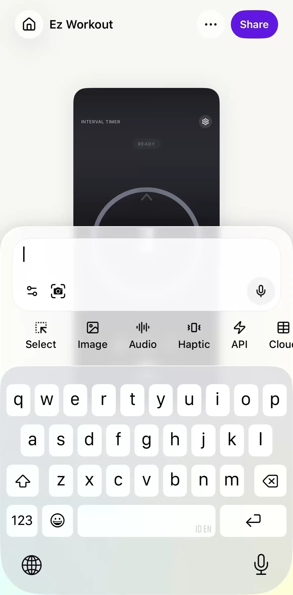 Vibecode Screen screen in the Adding a feature (voice) flow