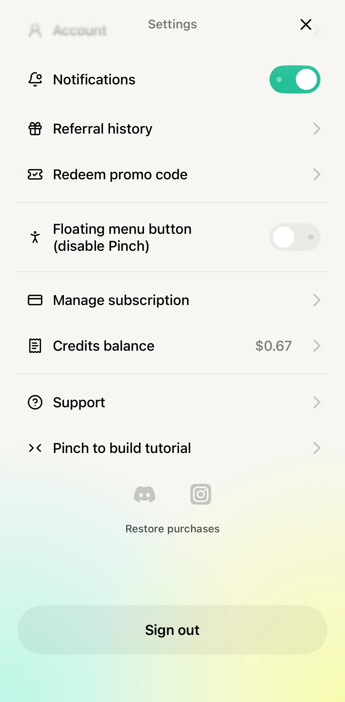 Vibecode Screen screen in the Credits balance flow