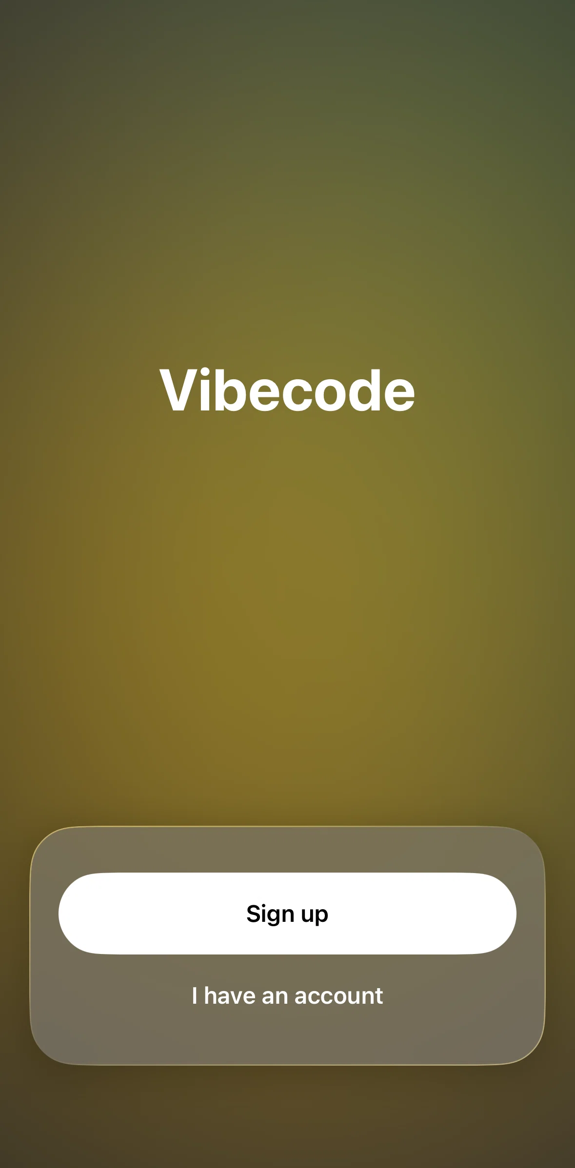 Vibecode Screen screen in the Logging in flow