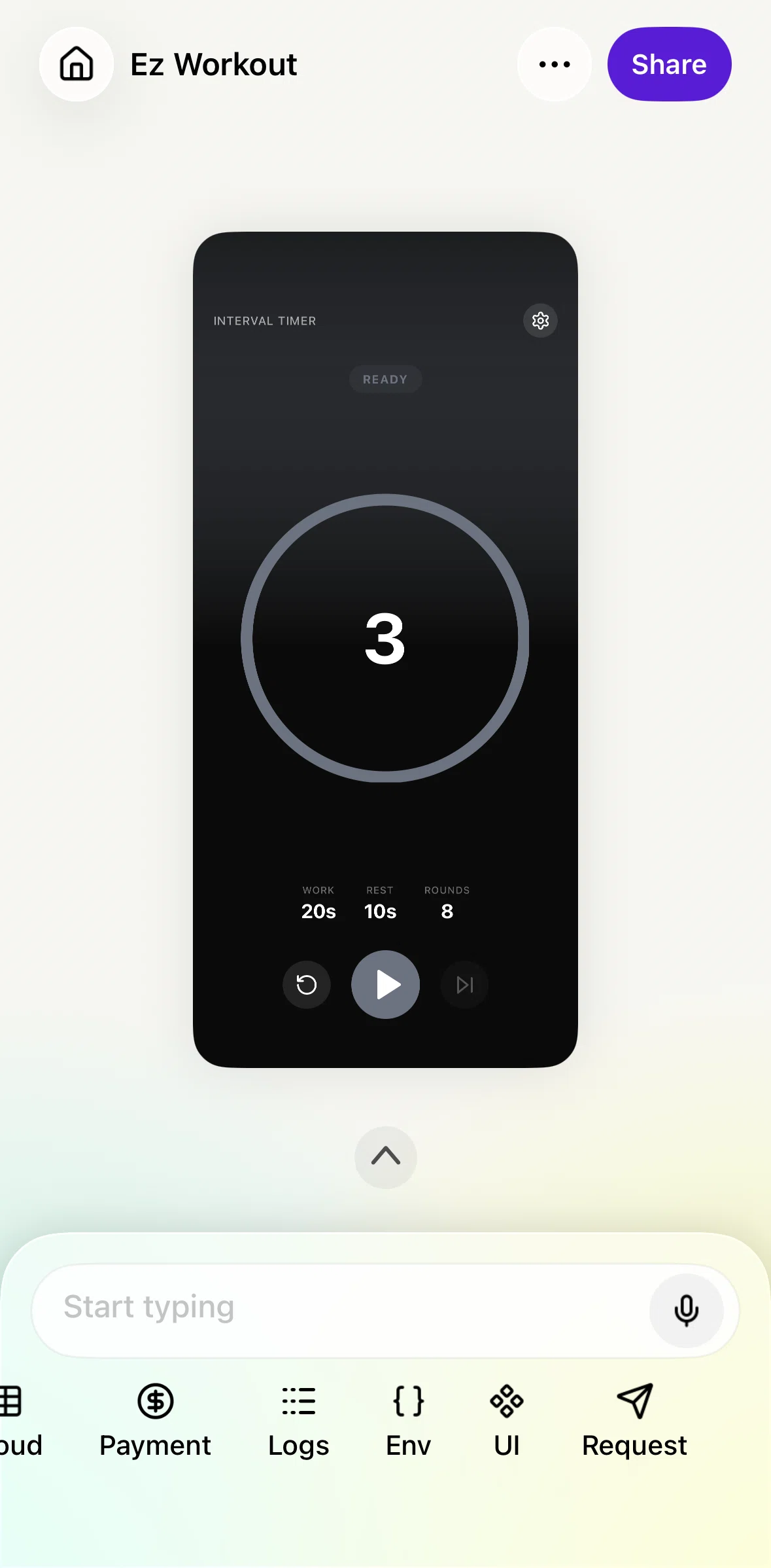Vibecode Screen screen in the UI components flow