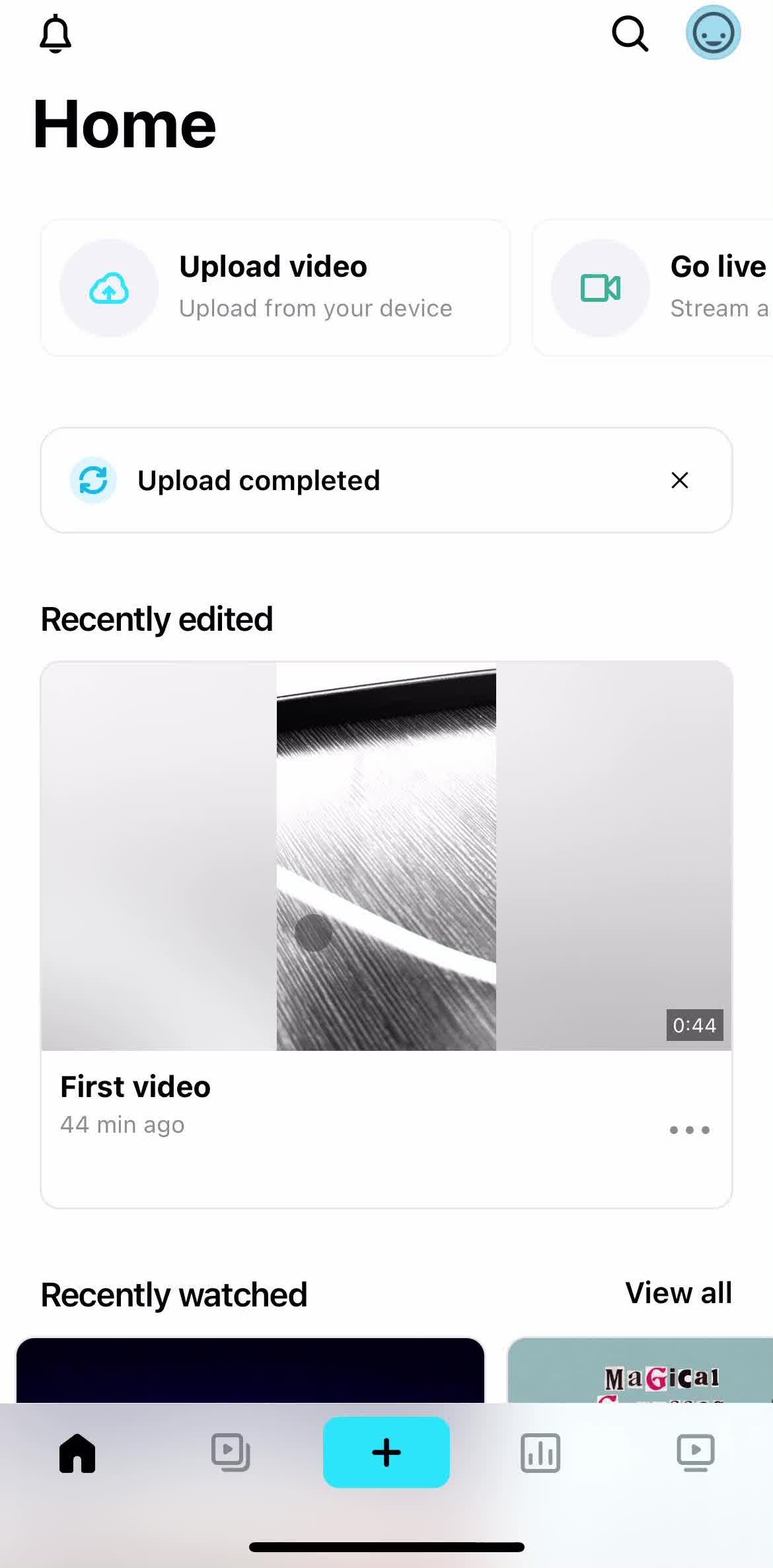 Vimeo Home screen in the Commenting flow