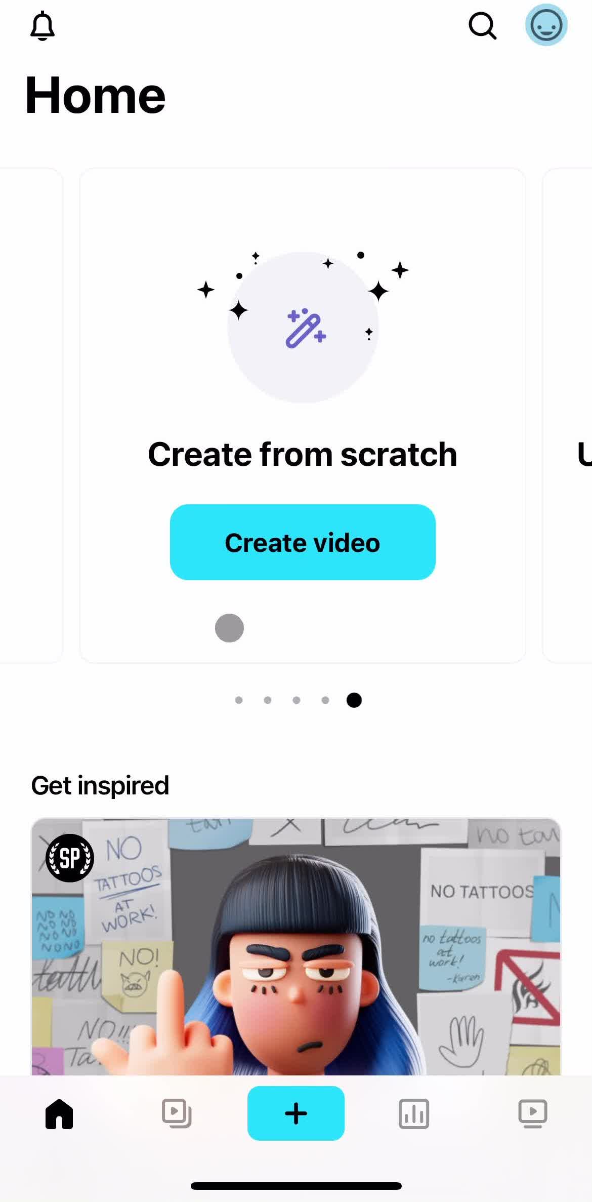 Vimeo Home screen in the Creating A Showcase flow