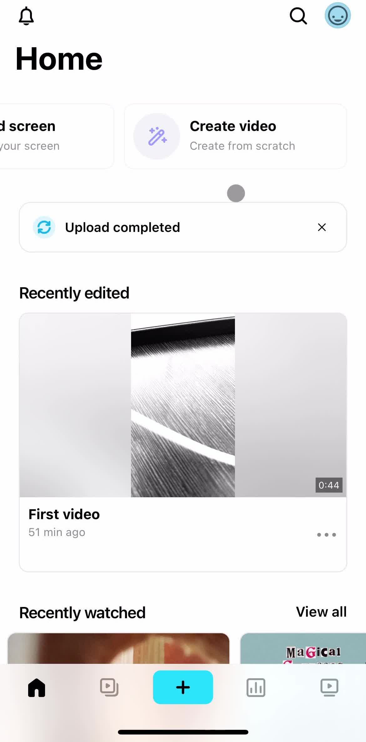 Vimeo Home screen in the Creating A Video flow