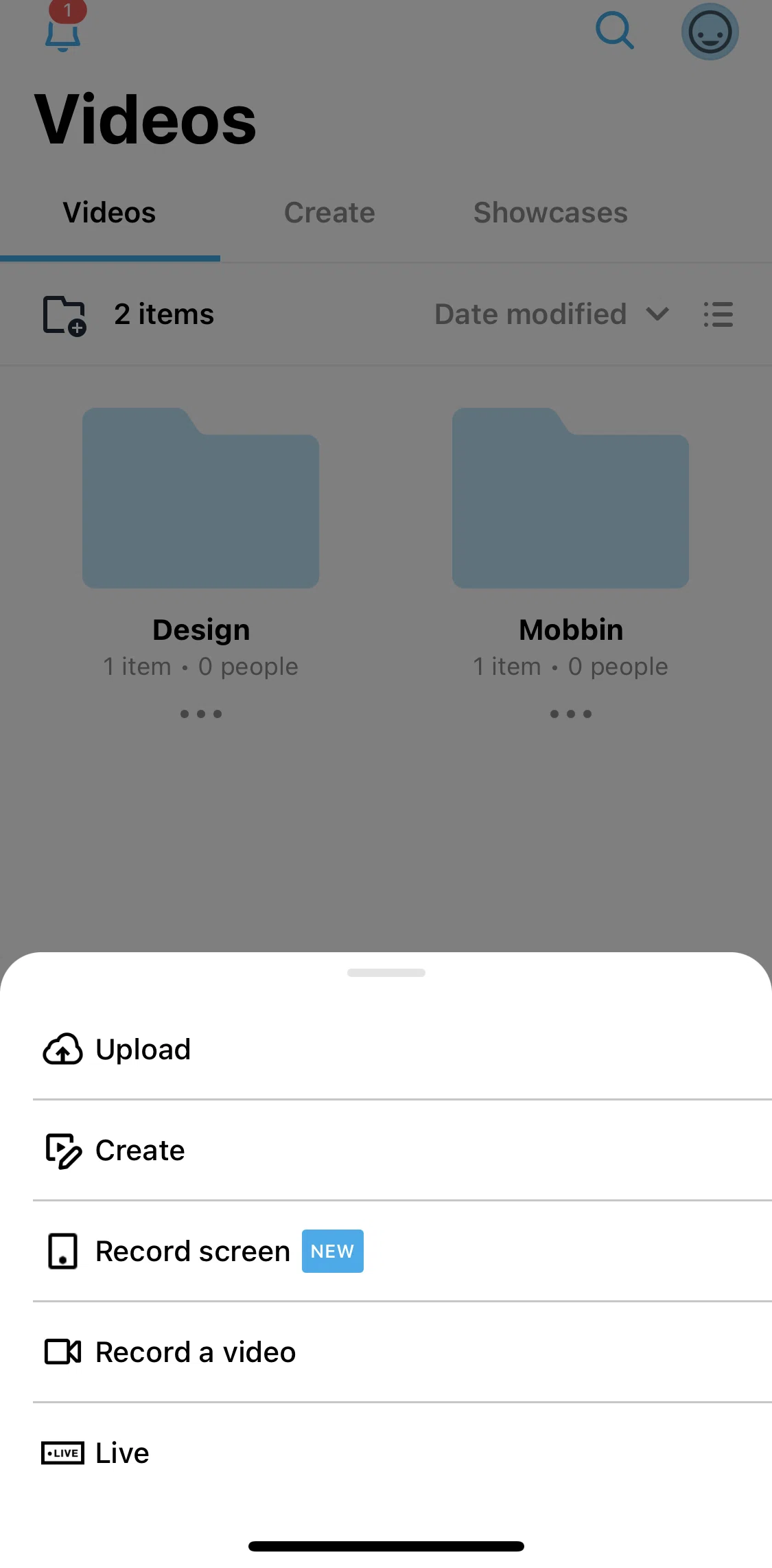 Vimeo Screen screen in the Live flow