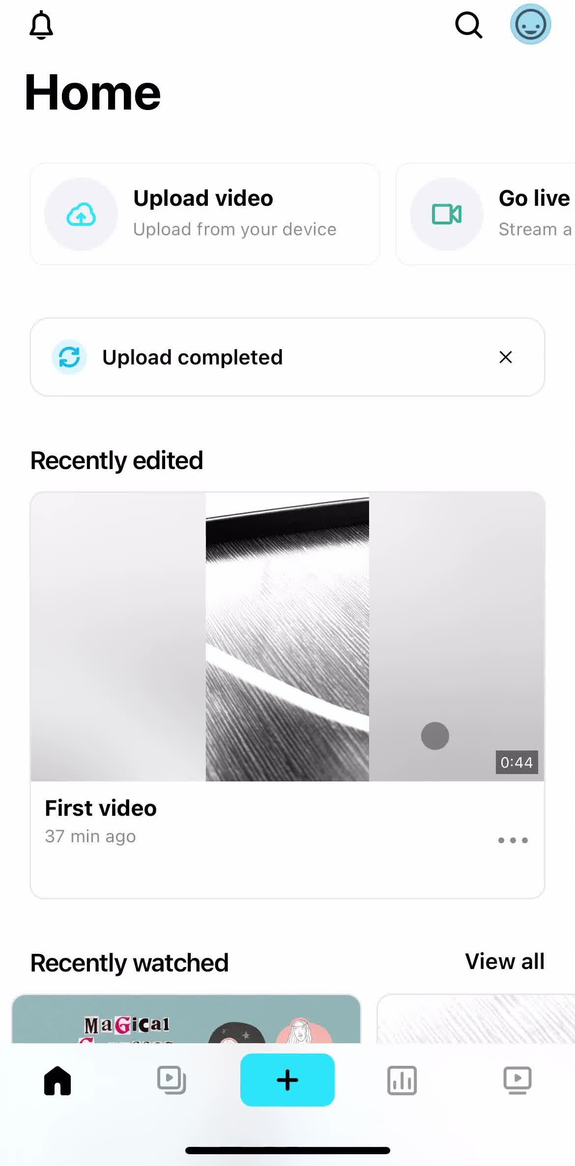 Vimeo Home screen in the Saving flow