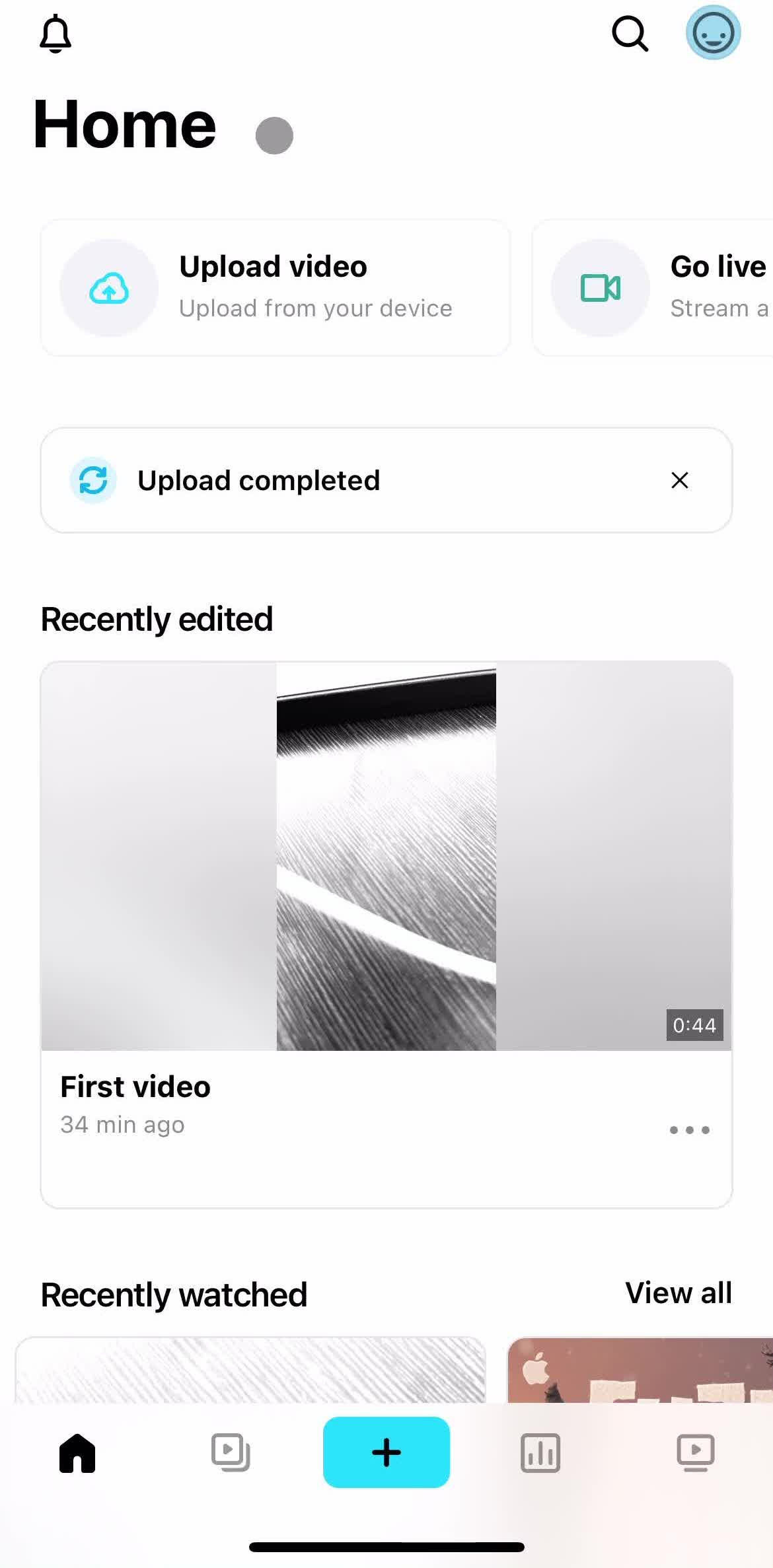 Vimeo Home screen in the Searching flow