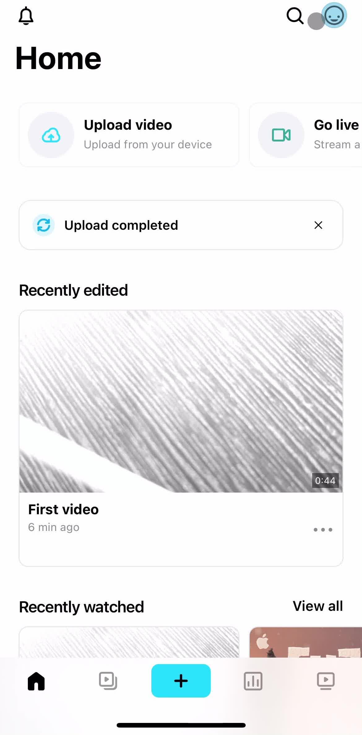 Vimeo Home screen in the Updating Your Profile flow