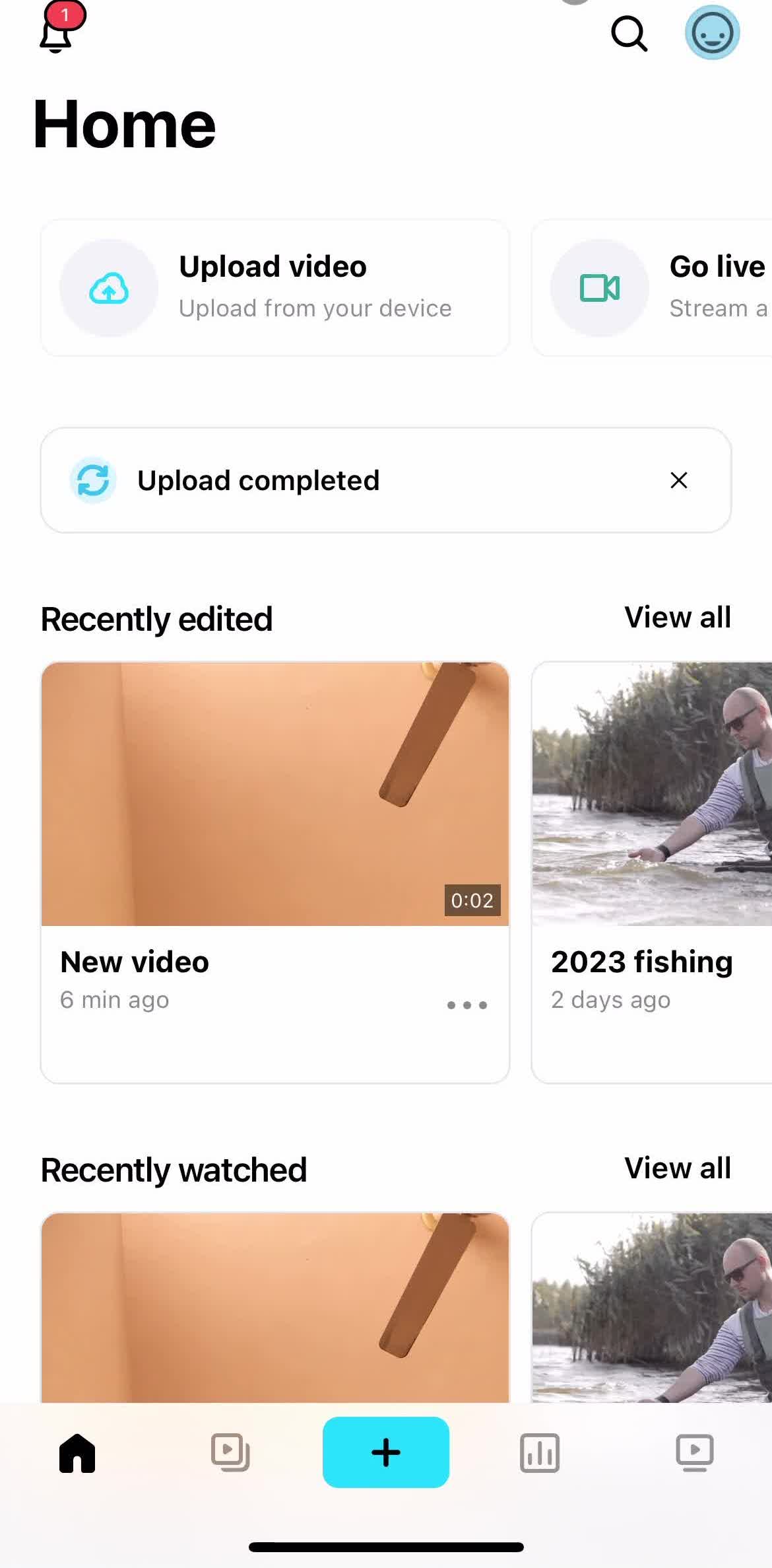 Vimeo Home screen in the Upgrading Your Account flow