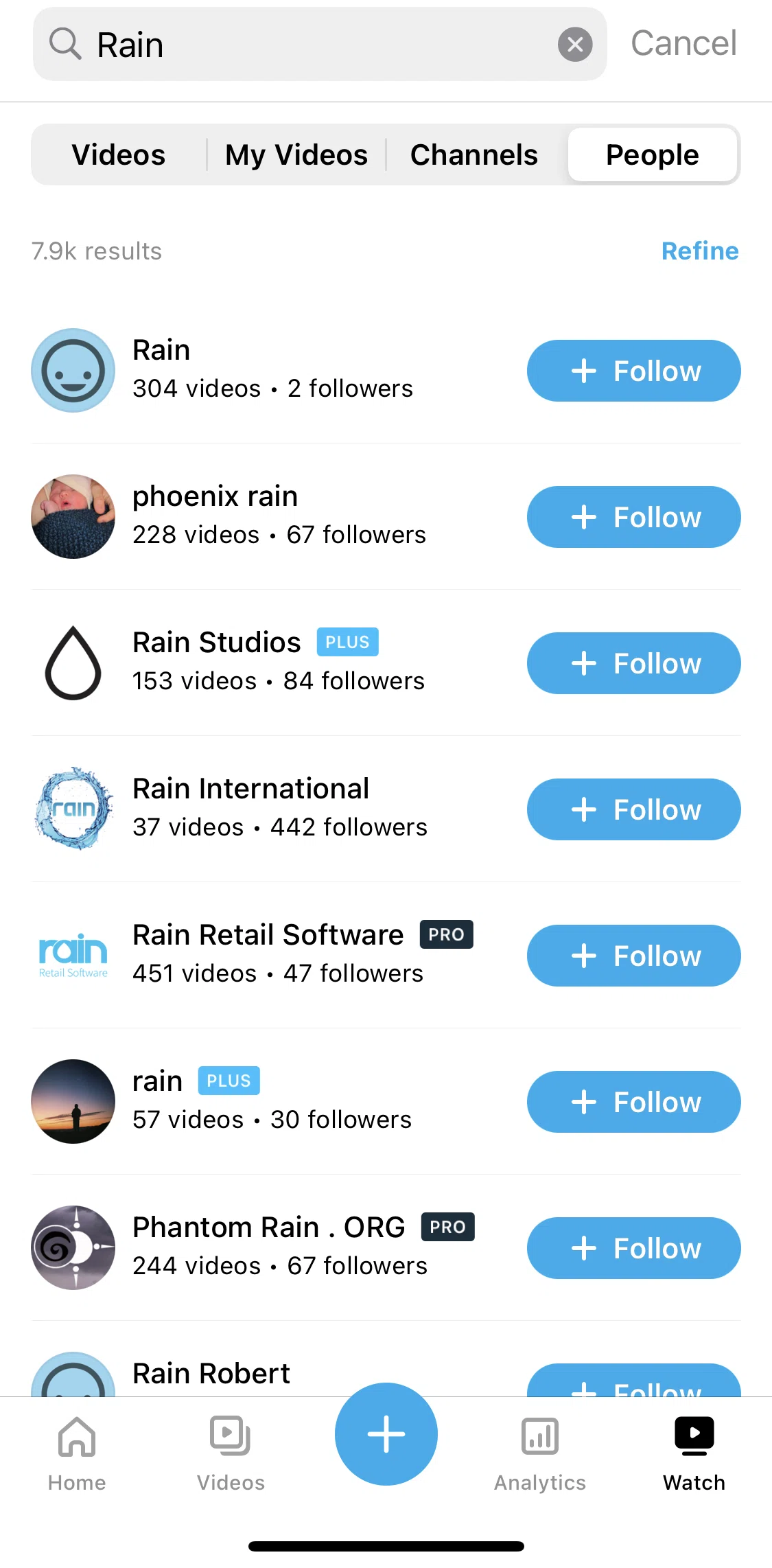 Vimeo Screen screen in the User profile flow
