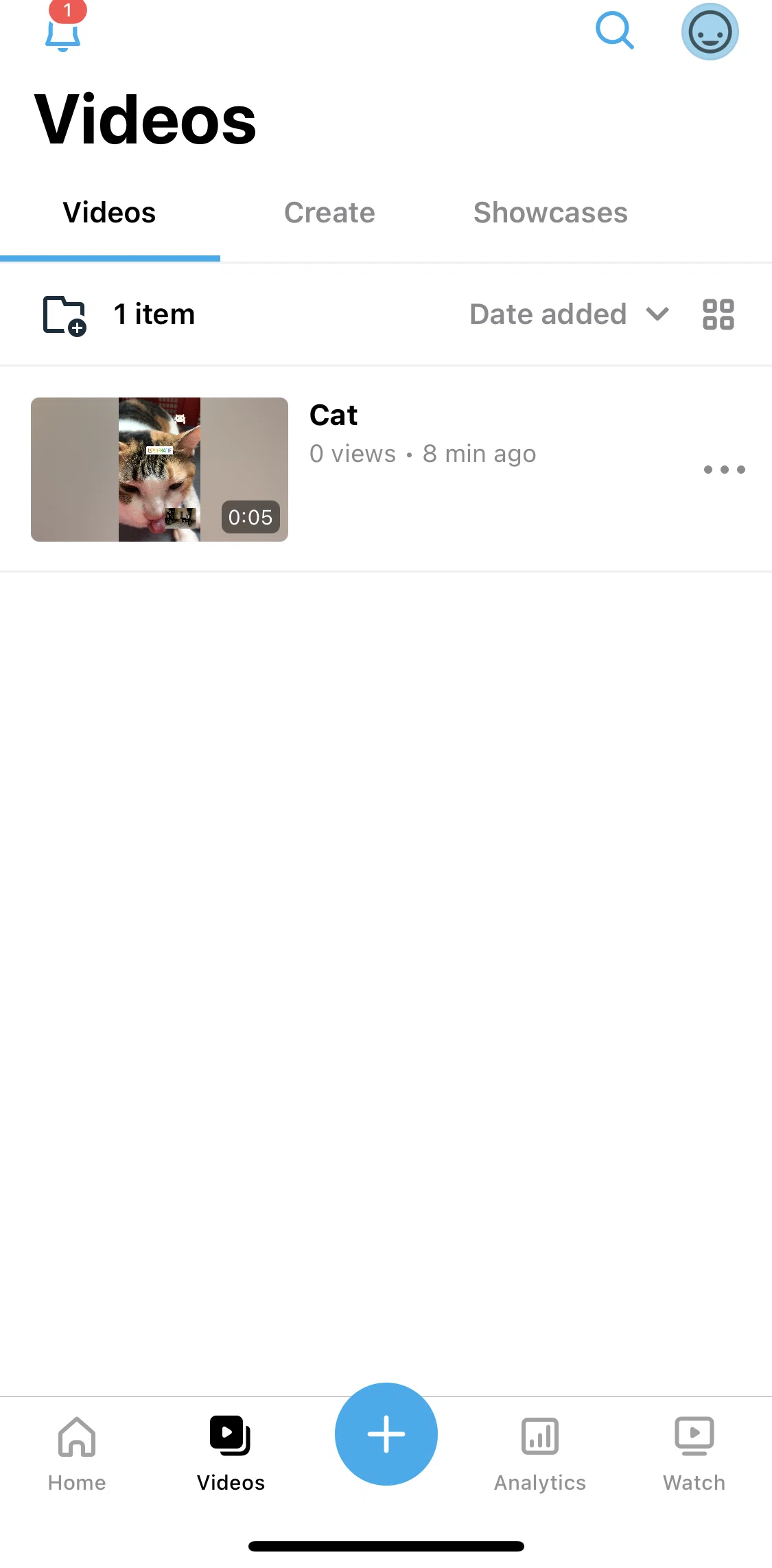 Vimeo Screen screen in the Videos flow