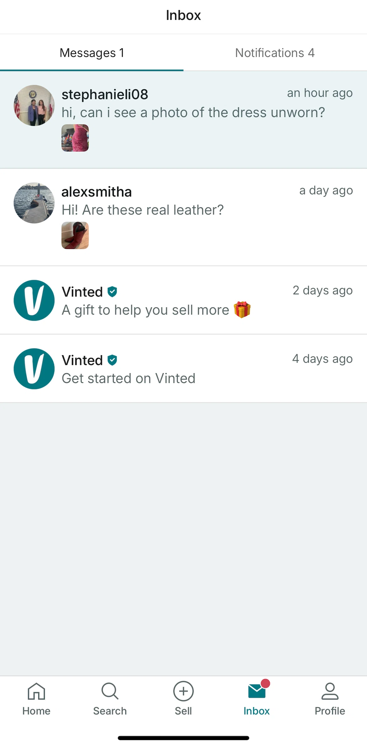 Vinted Screen screen in the Accepting an offer flow