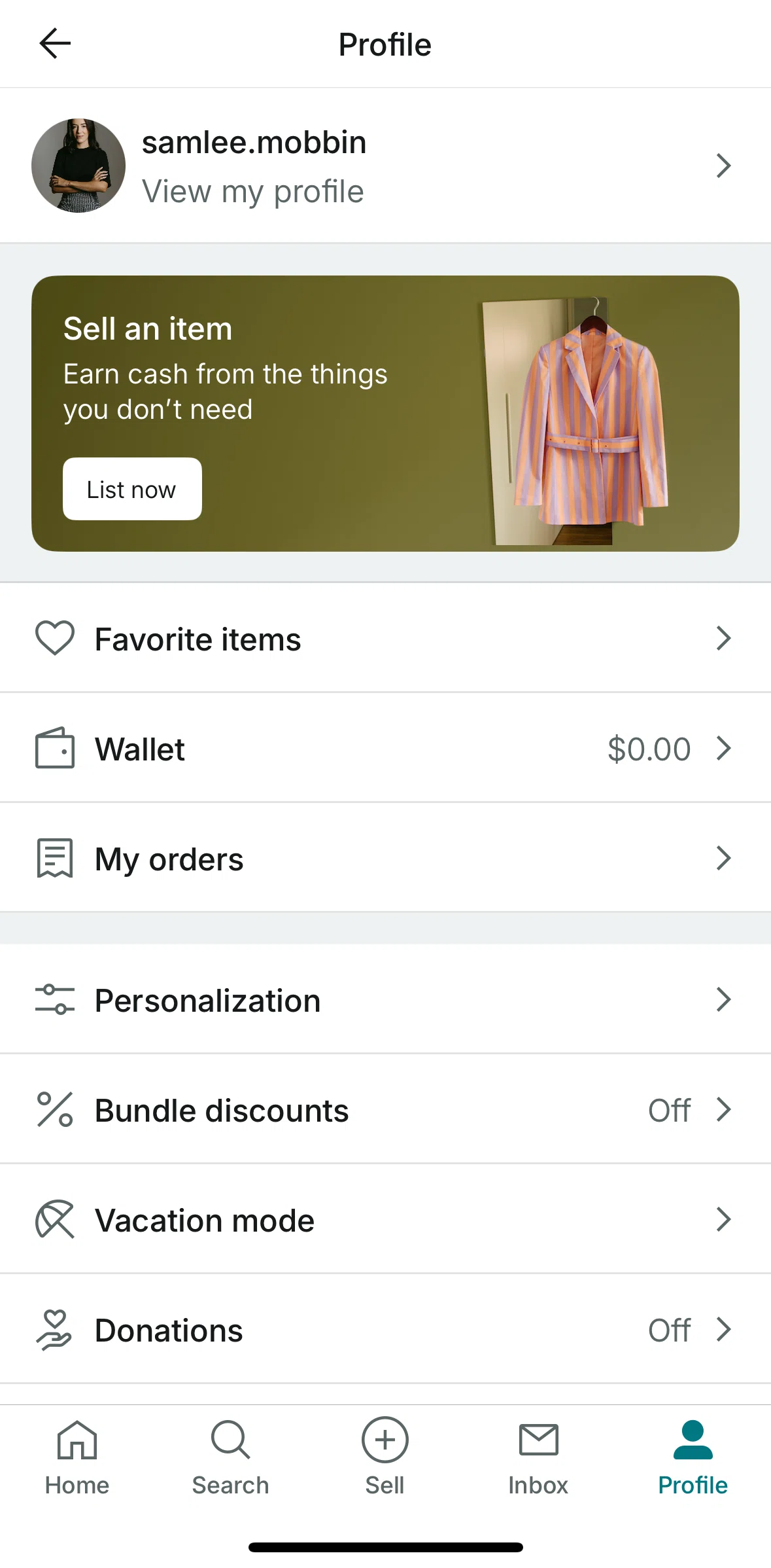Vinted Screen screen in the Activate wallet flow