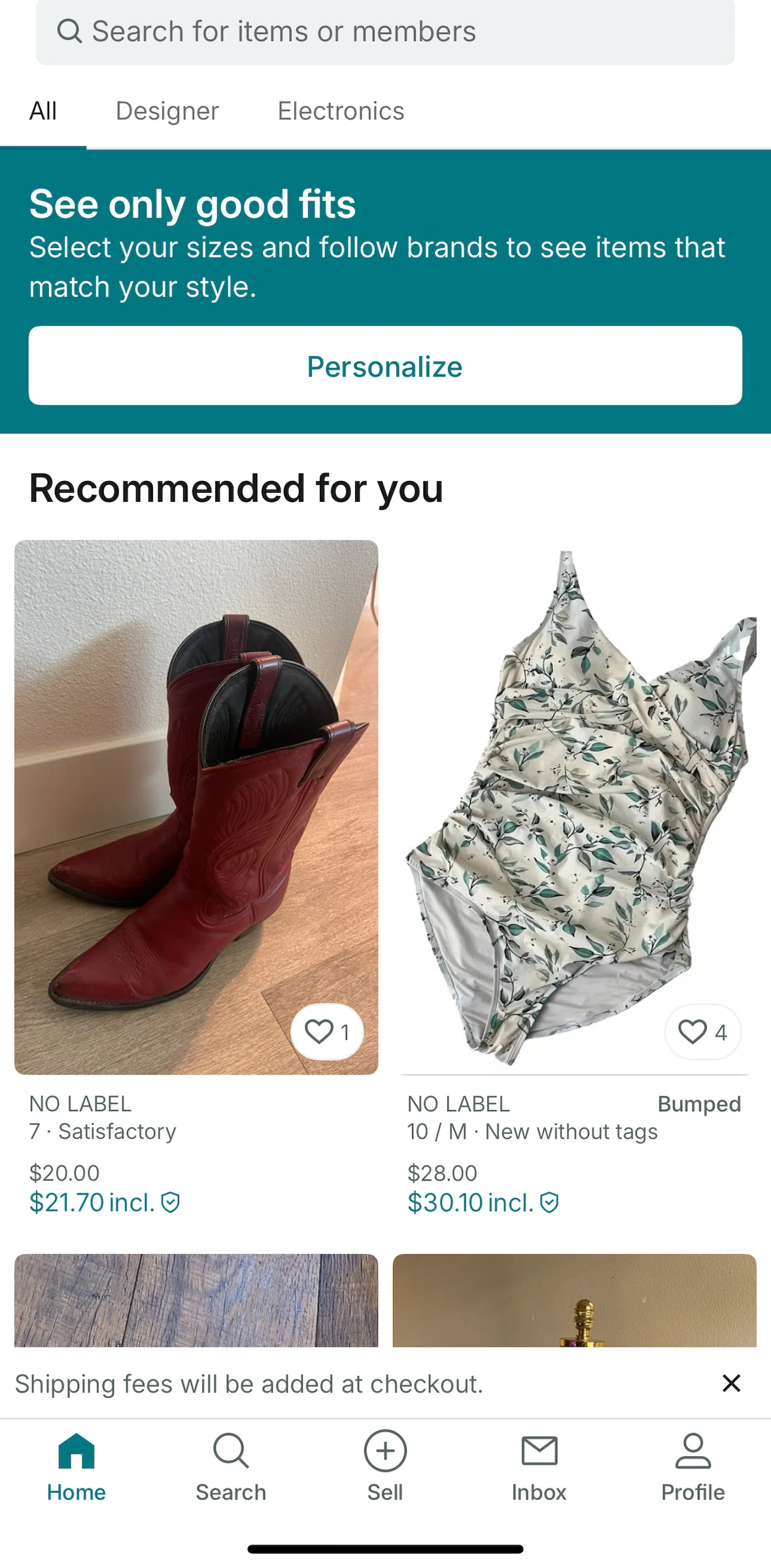 Vinted Screen screen in the Listing details flow