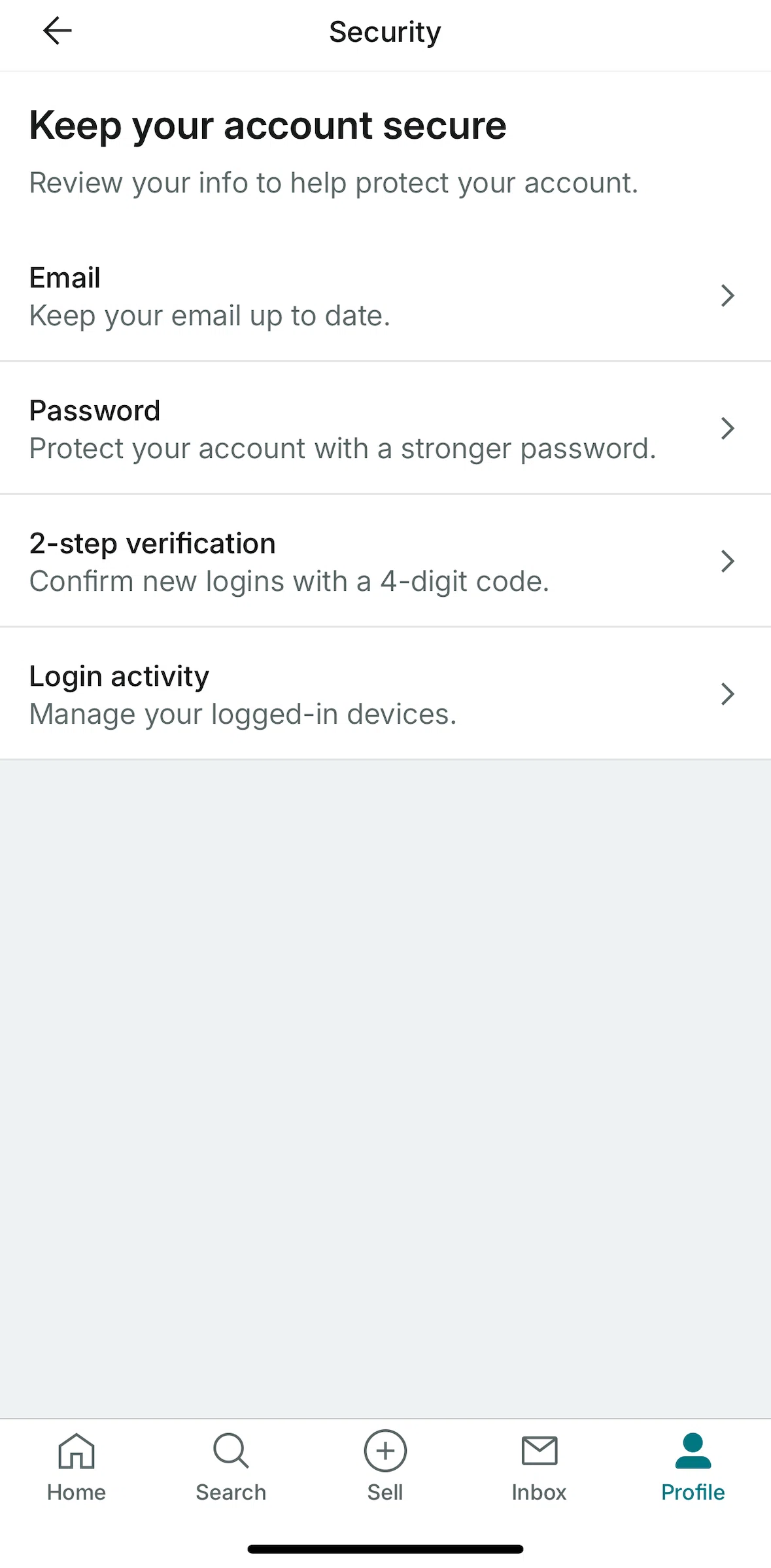 Vinted Screen screen in the Login activity flow