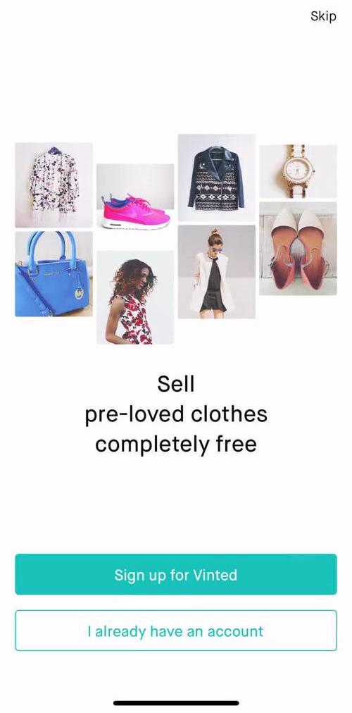 Vinted Start screen screen in the Onboarding flow