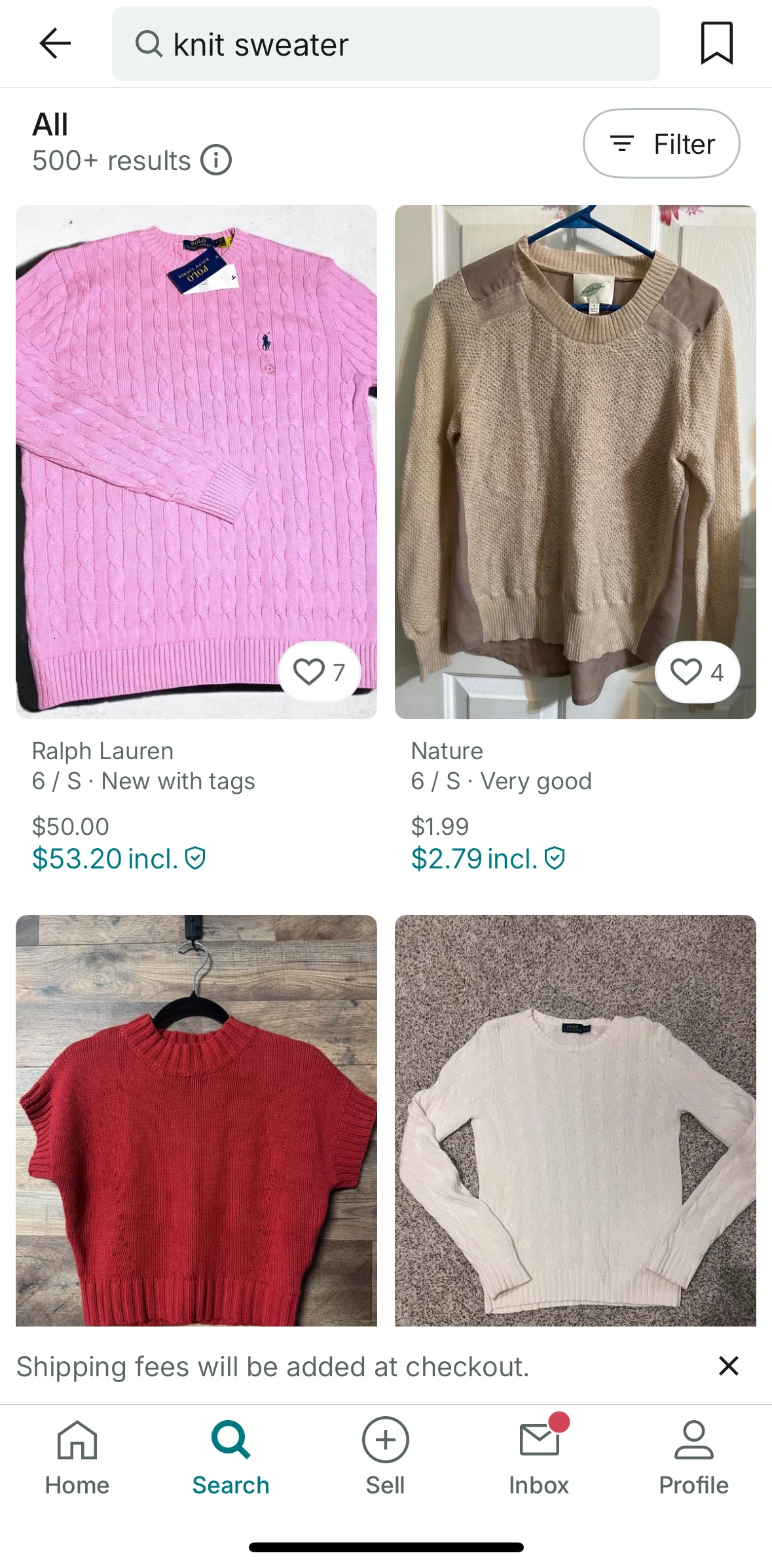 Vinted Screen screen in the Saving a category flow