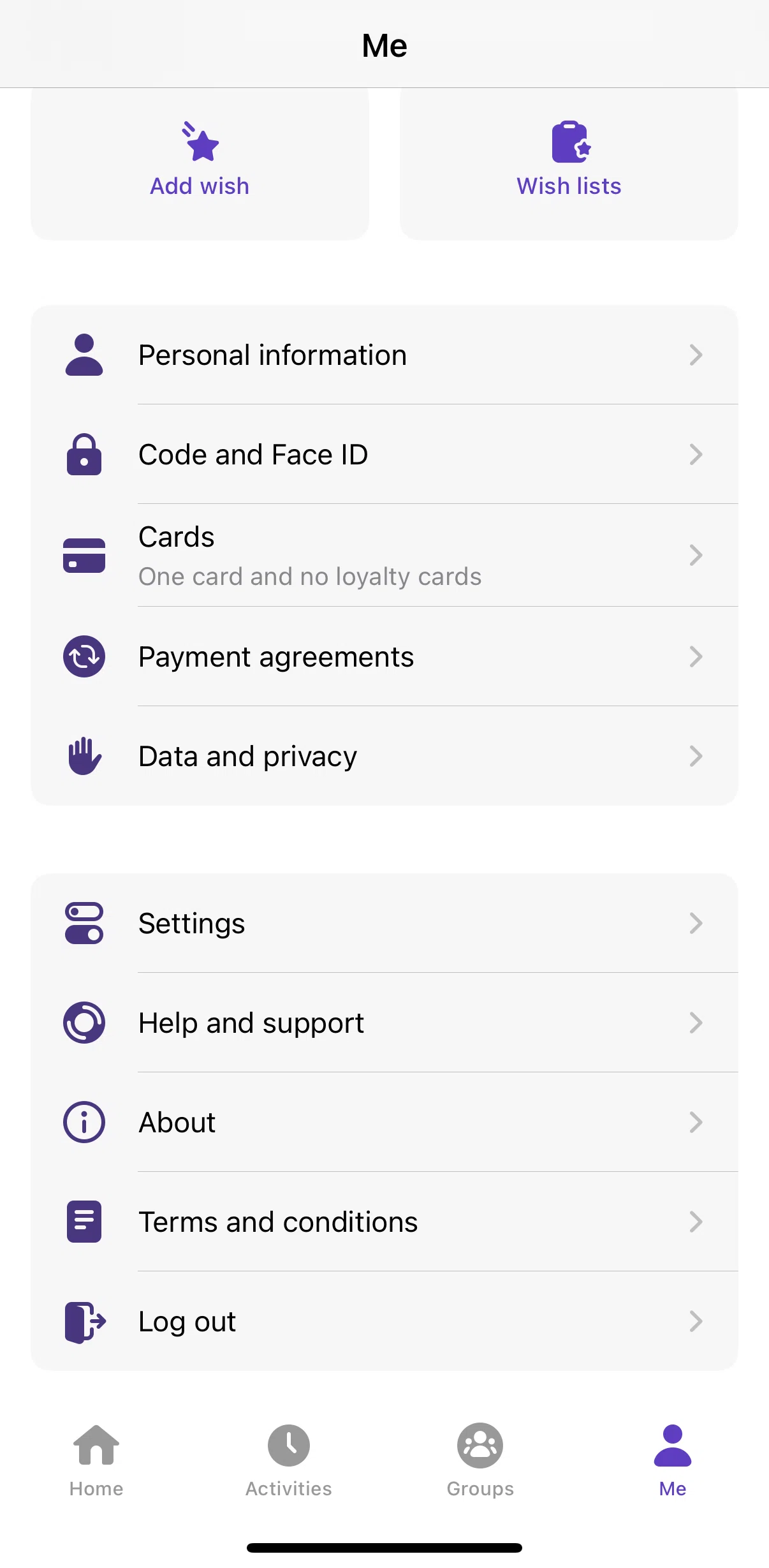 Vipps Screen screen in the About flow