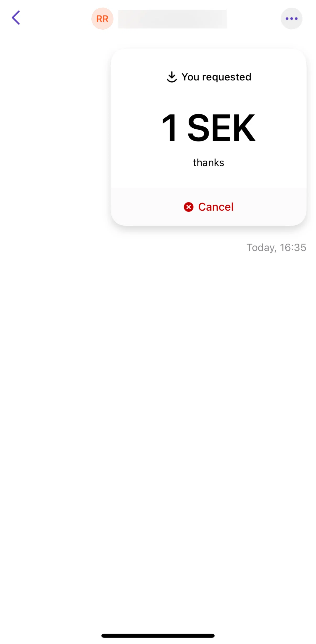 Vipps Screen screen in the Canceling a request flow