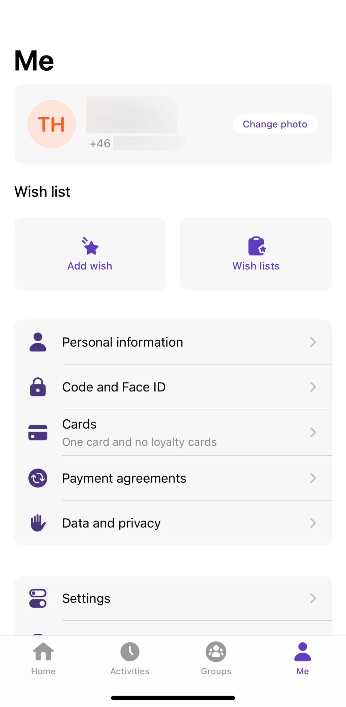 Vipps Screen screen in the Cards flow