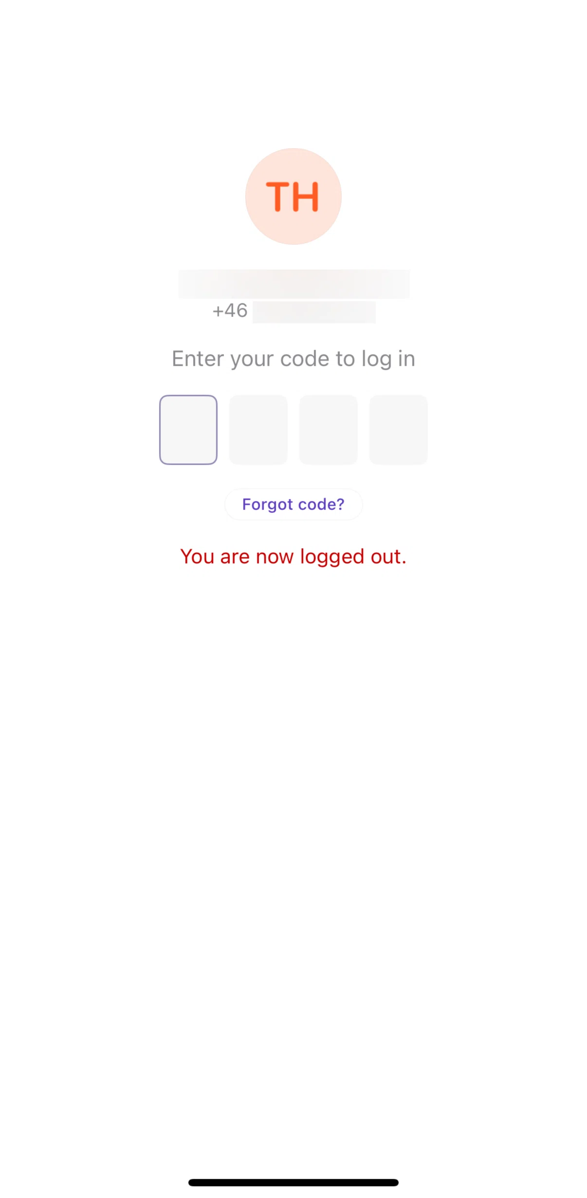 Vipps Screen screen in the Logging in flow