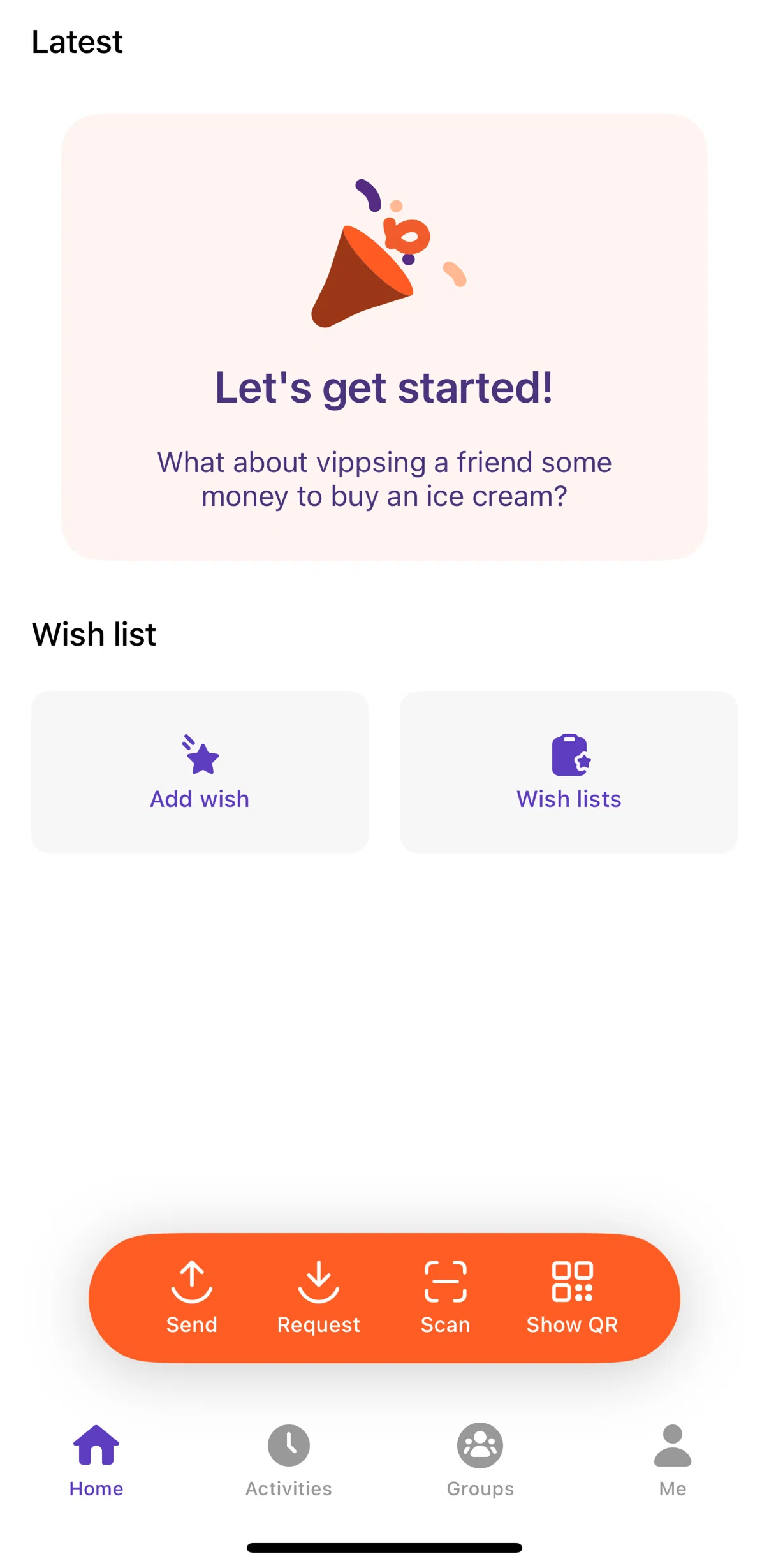 Vipps Screen screen in the Requesting money flow