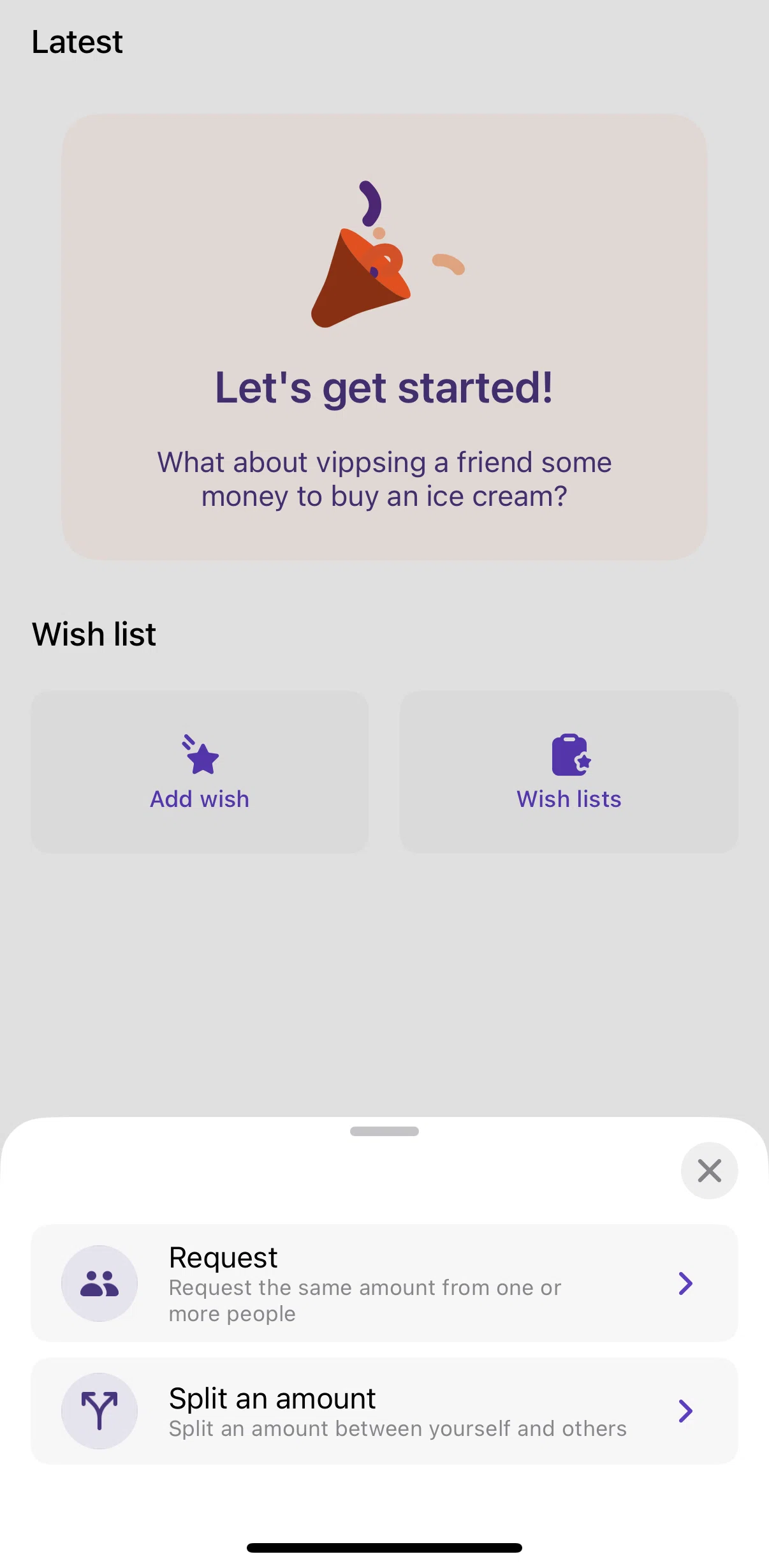 Vipps Screen screen in the Splitting an amount flow