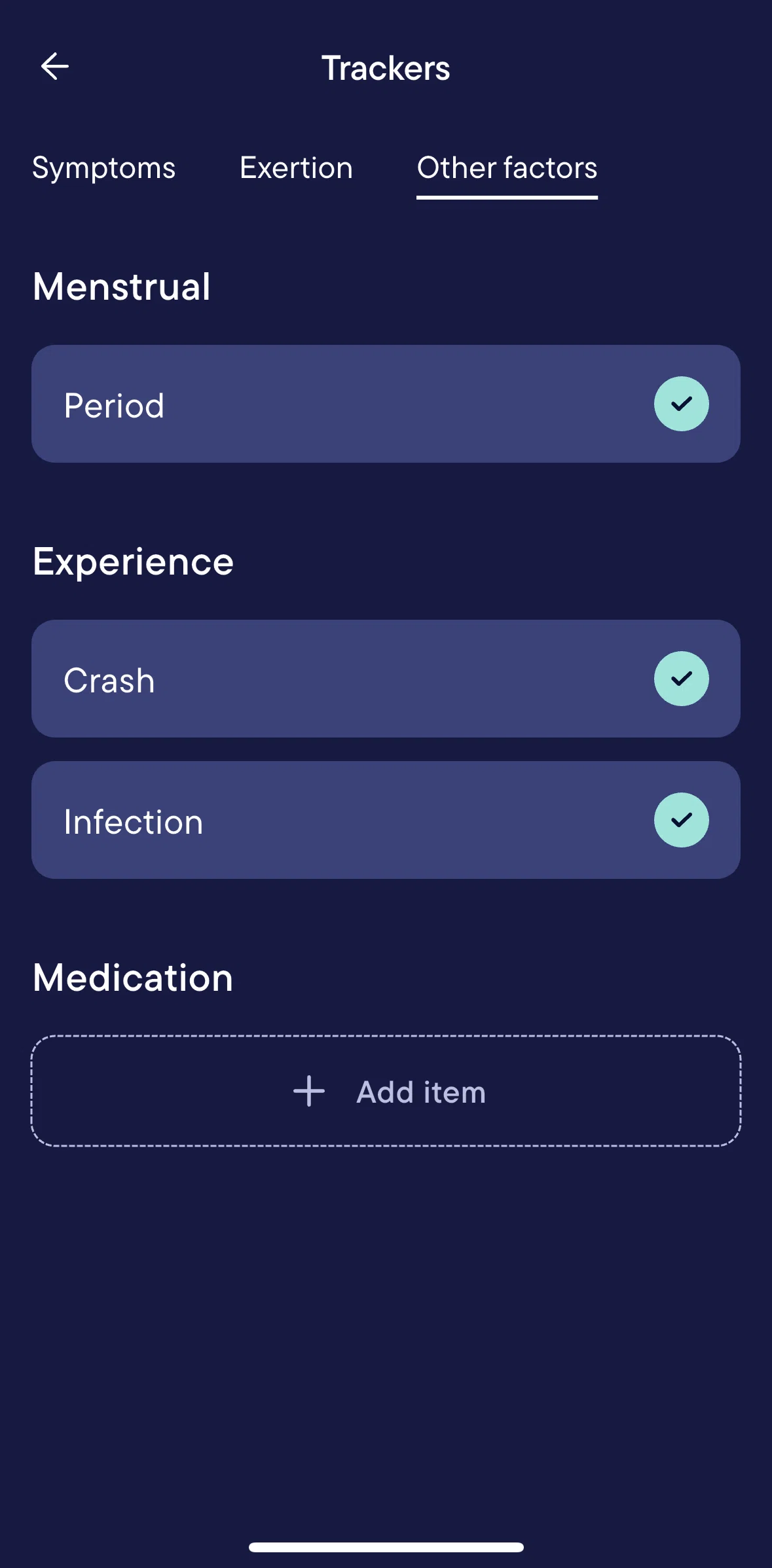 Visible Screen screen in the Adding a medication flow