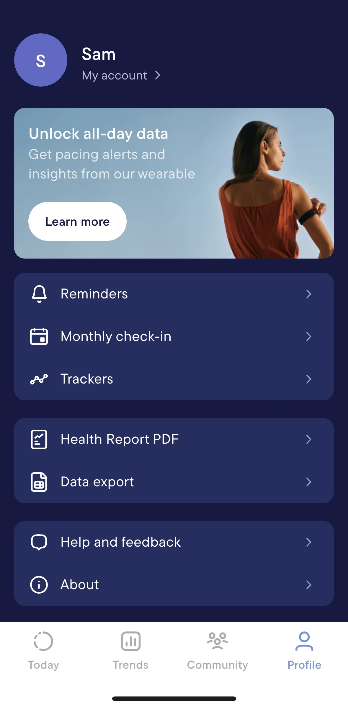Visible Screen screen in the Help and feedback flow