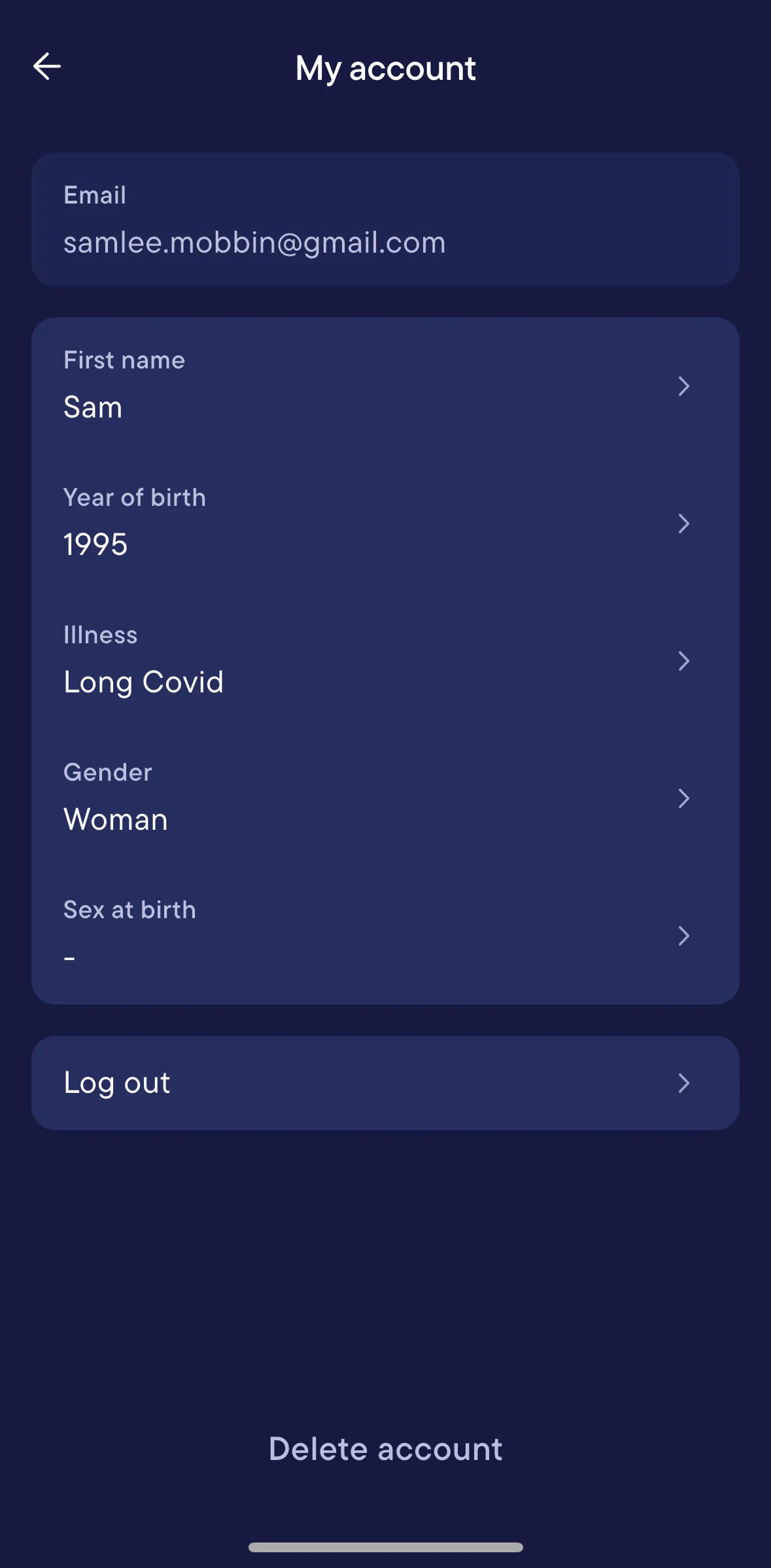 Visible Screen screen in the Logging out flow