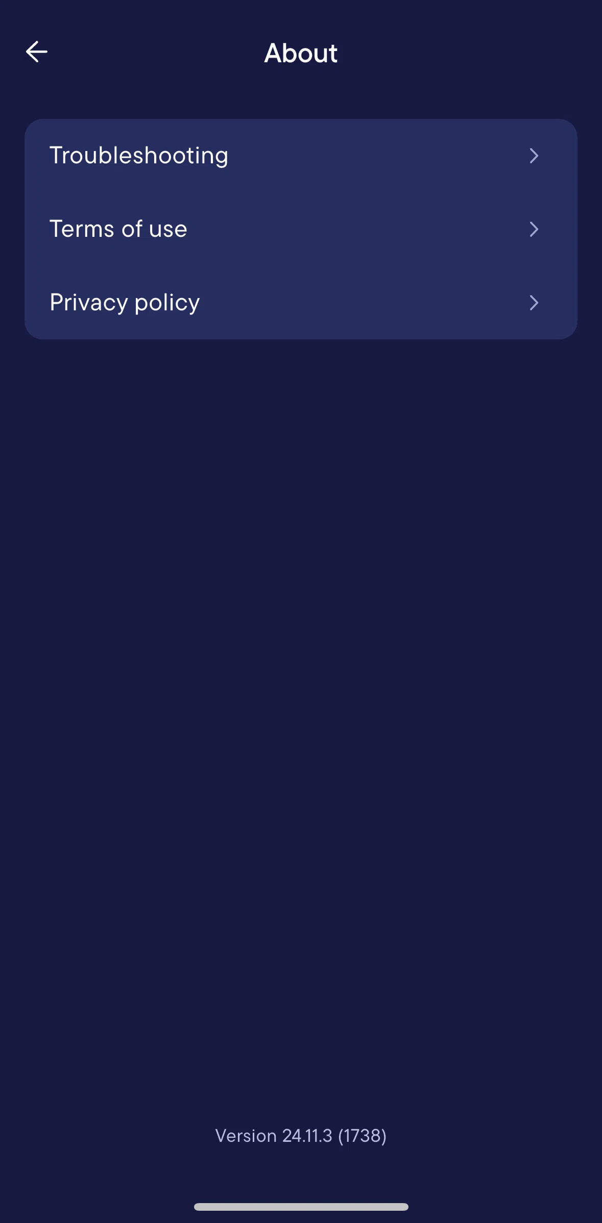 Visible Screen screen in the Troubleshooting flow