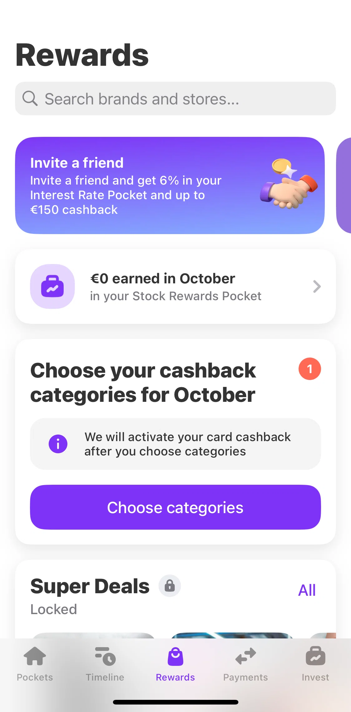 Vivid Screen screen in the Choose categories flow