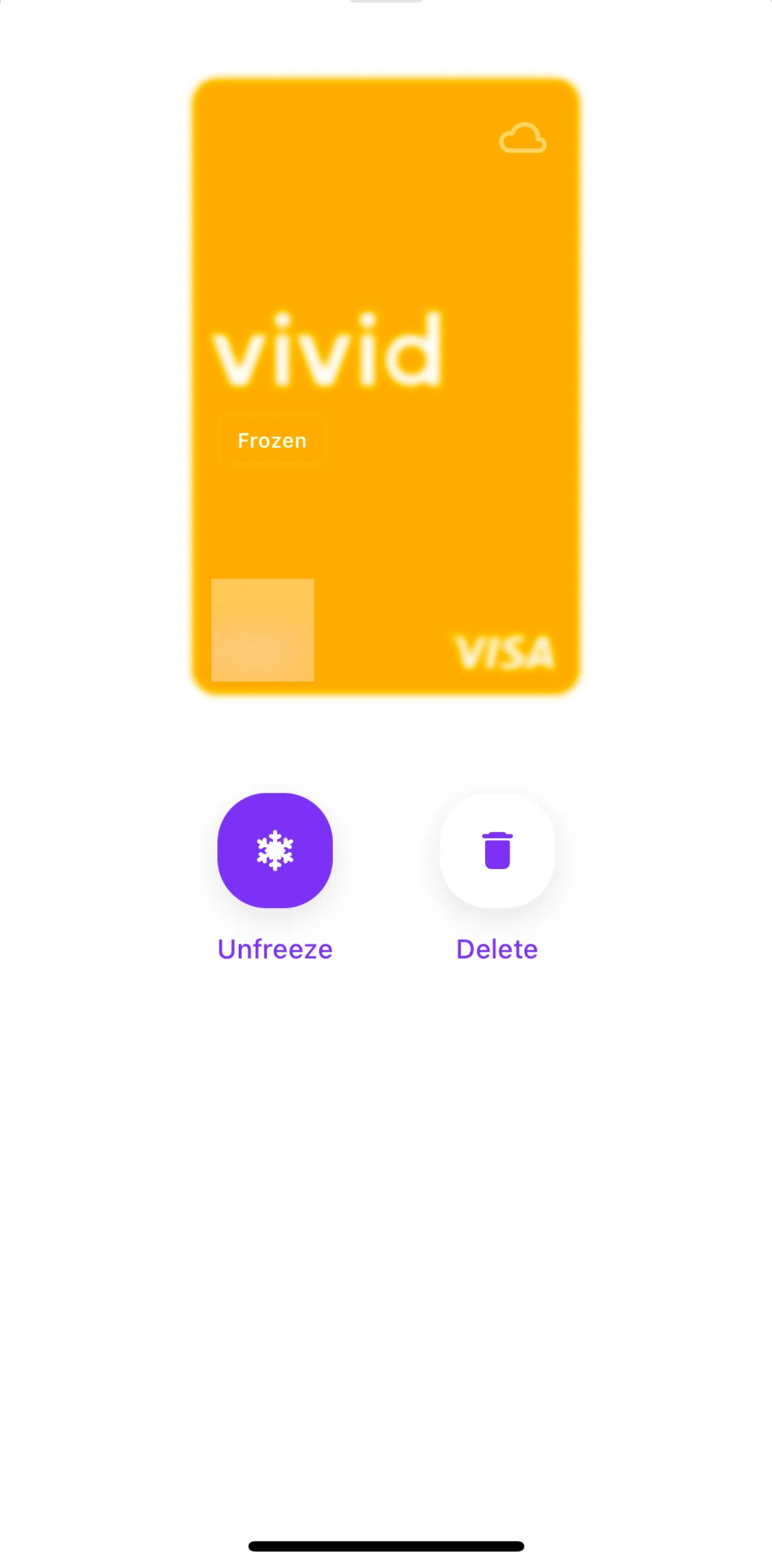 Vivid Screen screen in the Deleting a card flow