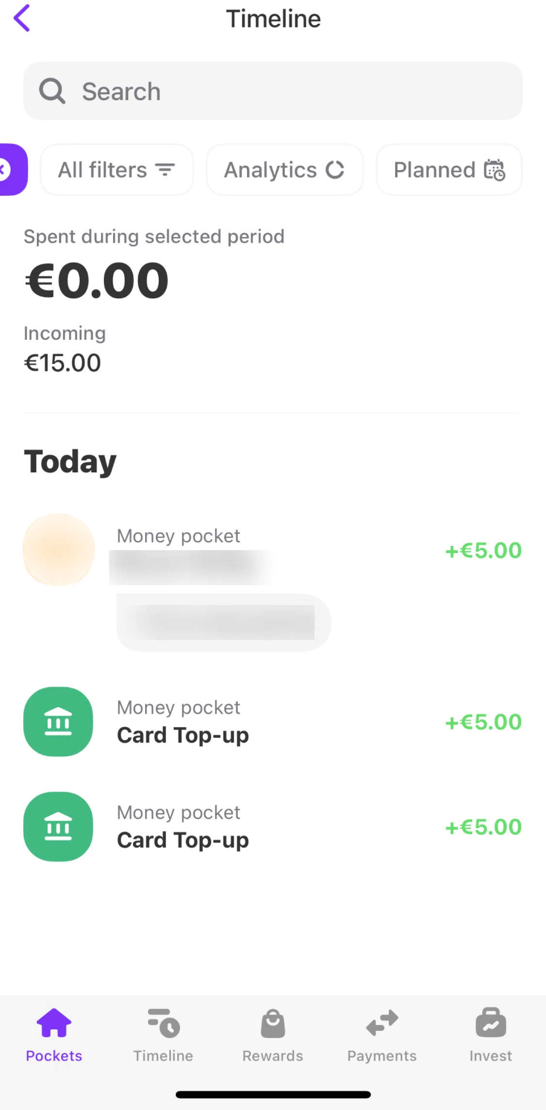 Vivid Screen screen in the Planned payments flow
