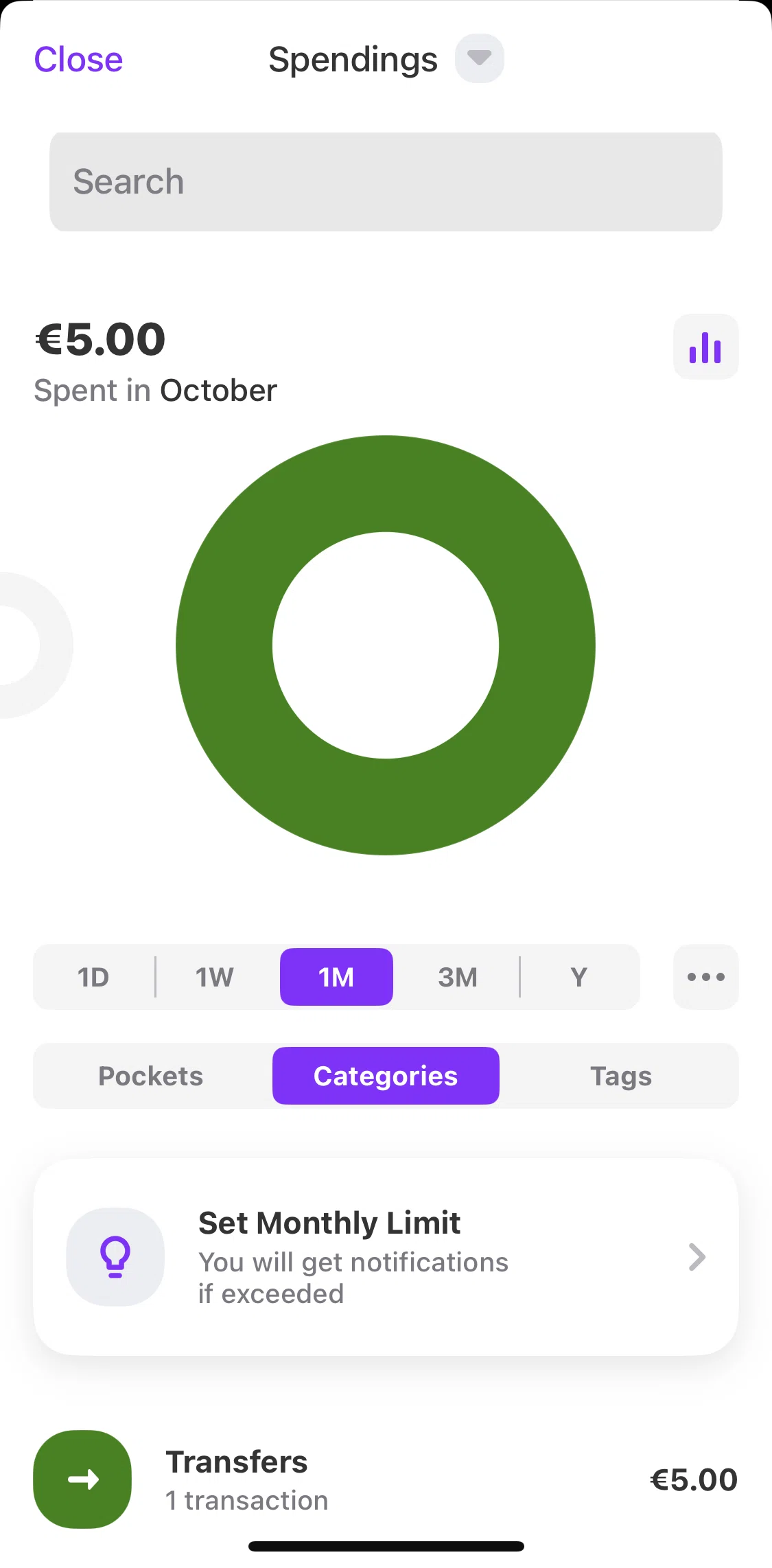 Vivid Screen screen in the Setting a limit flow