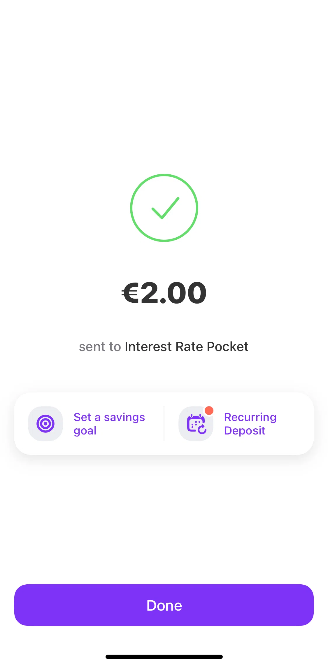 Vivid Screen screen in the Setting a savings goal flow