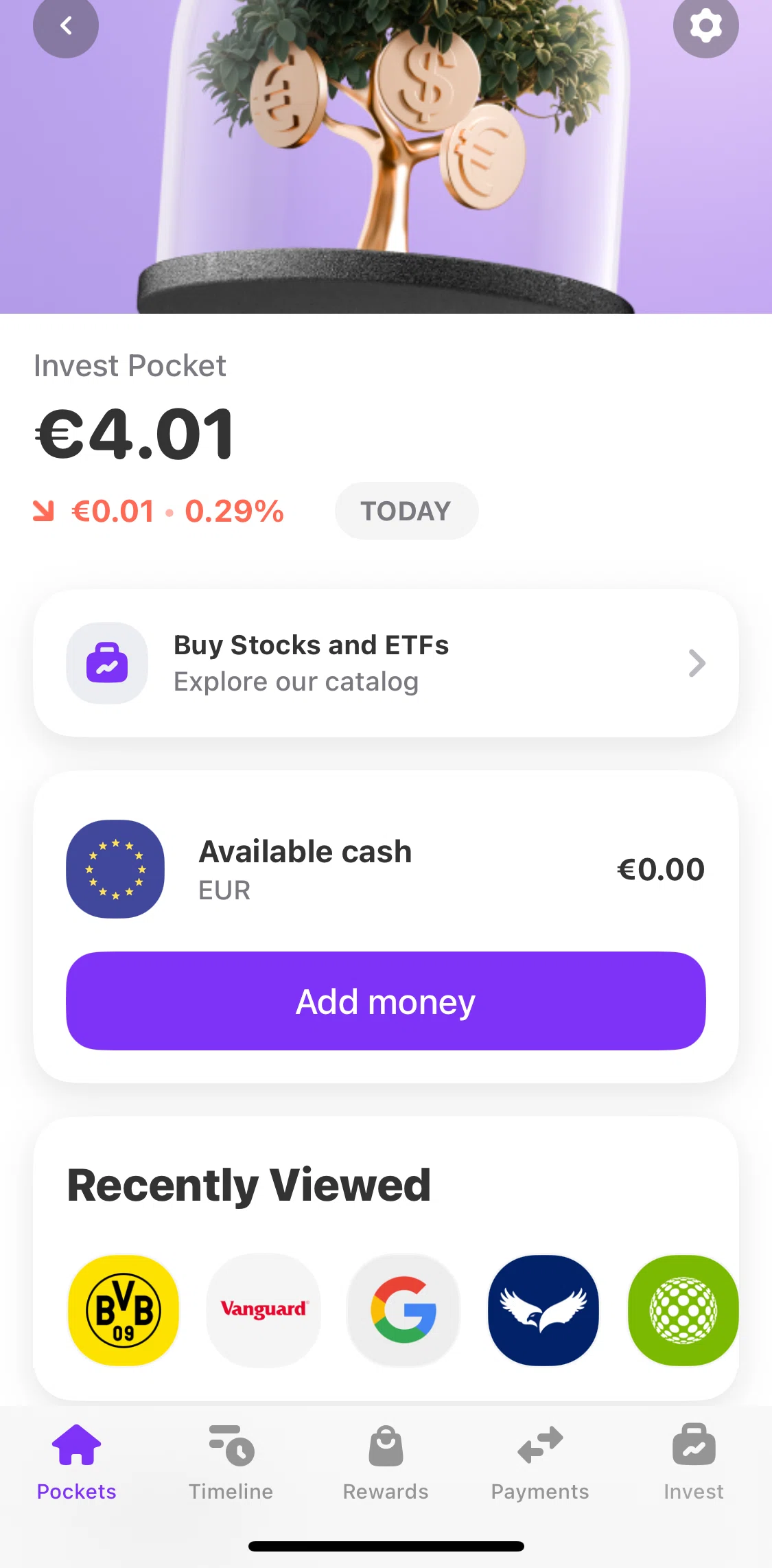 Vivid Screen screen in the Stock detail flow