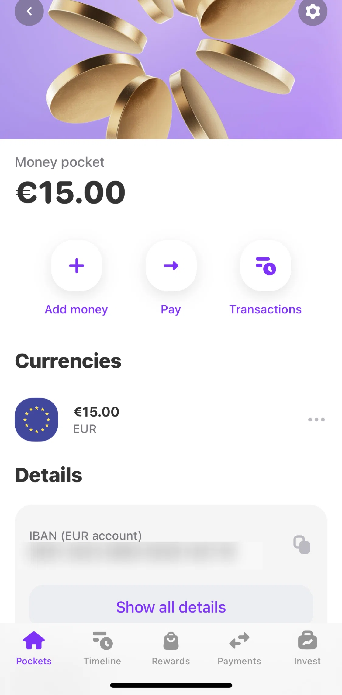 Vivid Screen screen in the Transactions flow