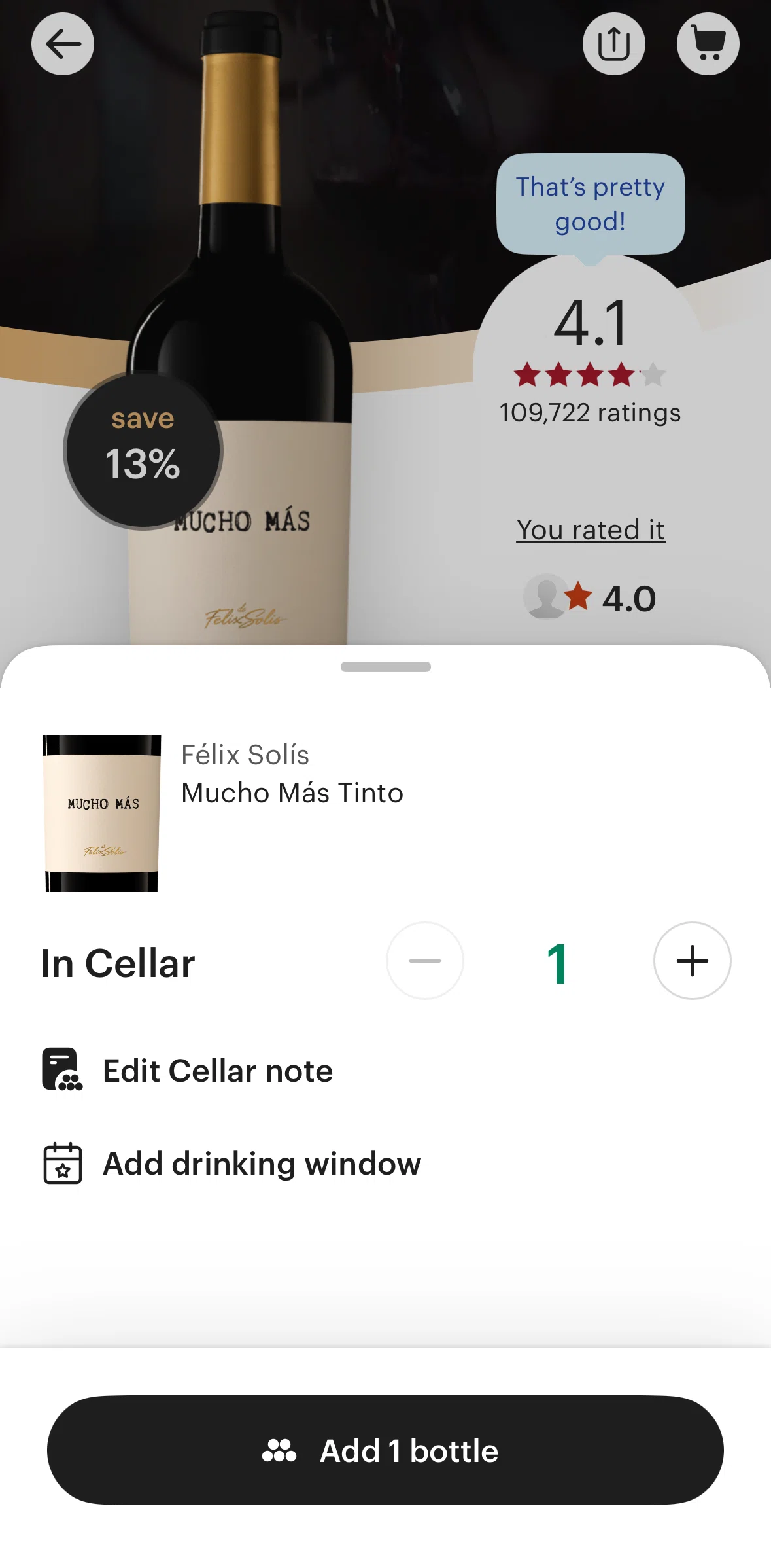Vivino Screen screen in the Adding drinking window flow